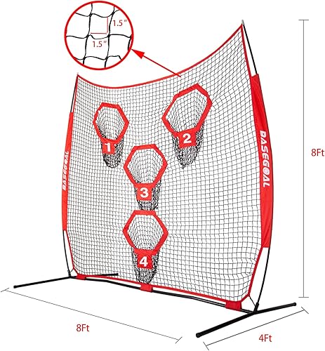 Miniatura 7 de Redes de fútbol de 8 x 8 pies para lanzar, objetivo de fútbol, equipo de entrenamiento de mariscal de campo con 4 bolsillos para mejorar la