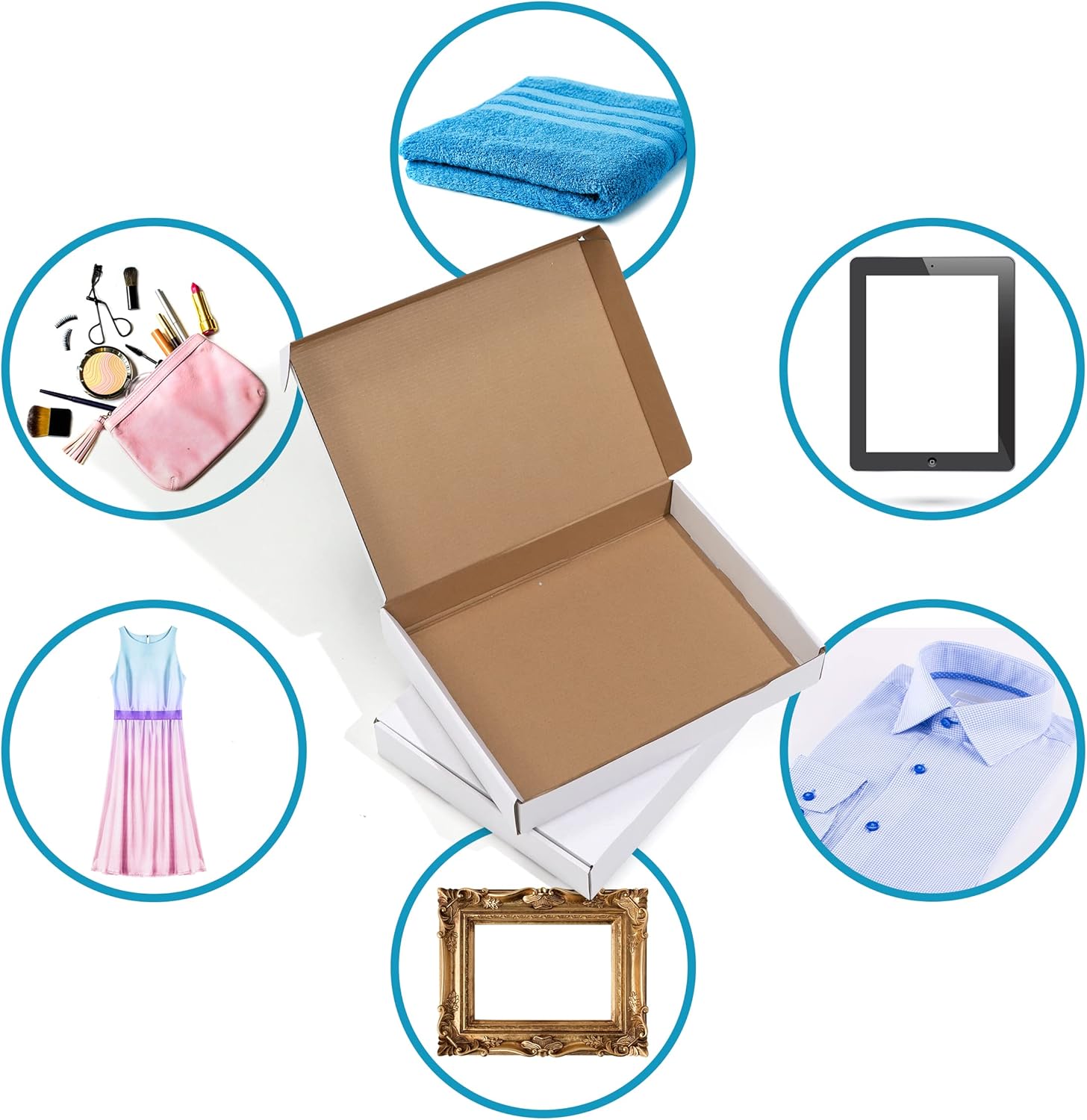 EYMPEU 13x10x2 Inches Shipping Boxes Set of 20 White Corrugated Cardboard Mailing Boxes for Packaging, Small Business, Literature, Mailer