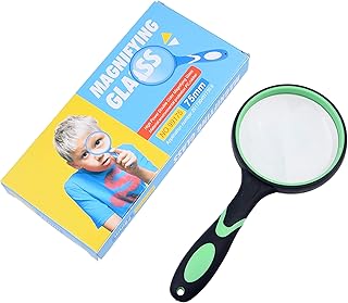 Kare & Kind 8X Handheld Reading Magnifier - 75MM Large Magnifying Lens - Non-Slip Soft Handle - Great for Science, Reading Books, Newpapers - Insect and Plant Observation - For Kids, Adults and Elderl