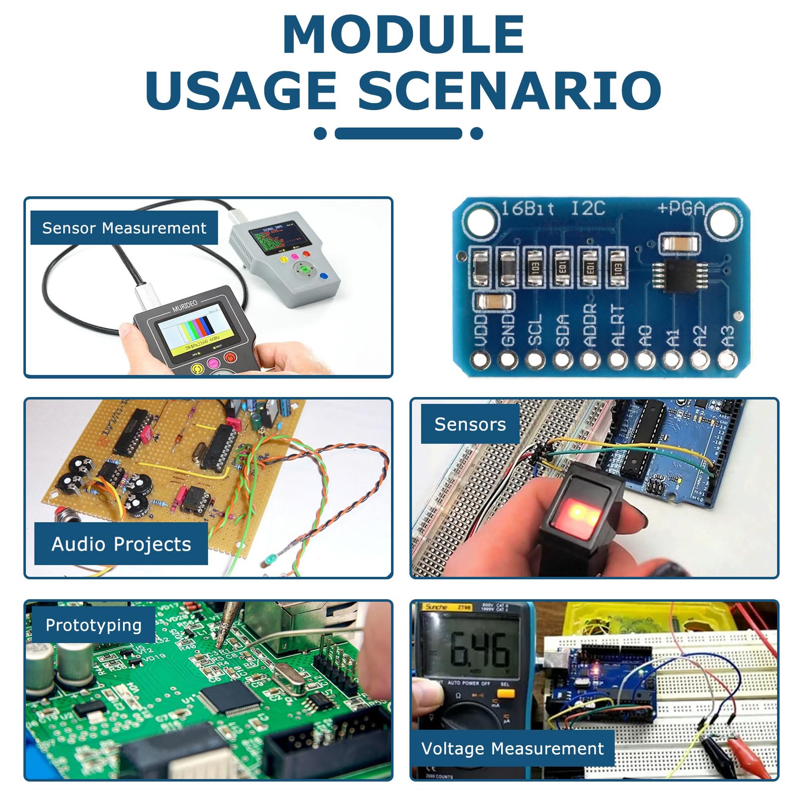 5 pezzi ADC a 16 bit a 4 canali per convertitore analogico-digitale Modulo scheda di sviluppo compatibile con Ard-uino compatibile Modulo scheda di sviluppo Convertitore analogico-digitale