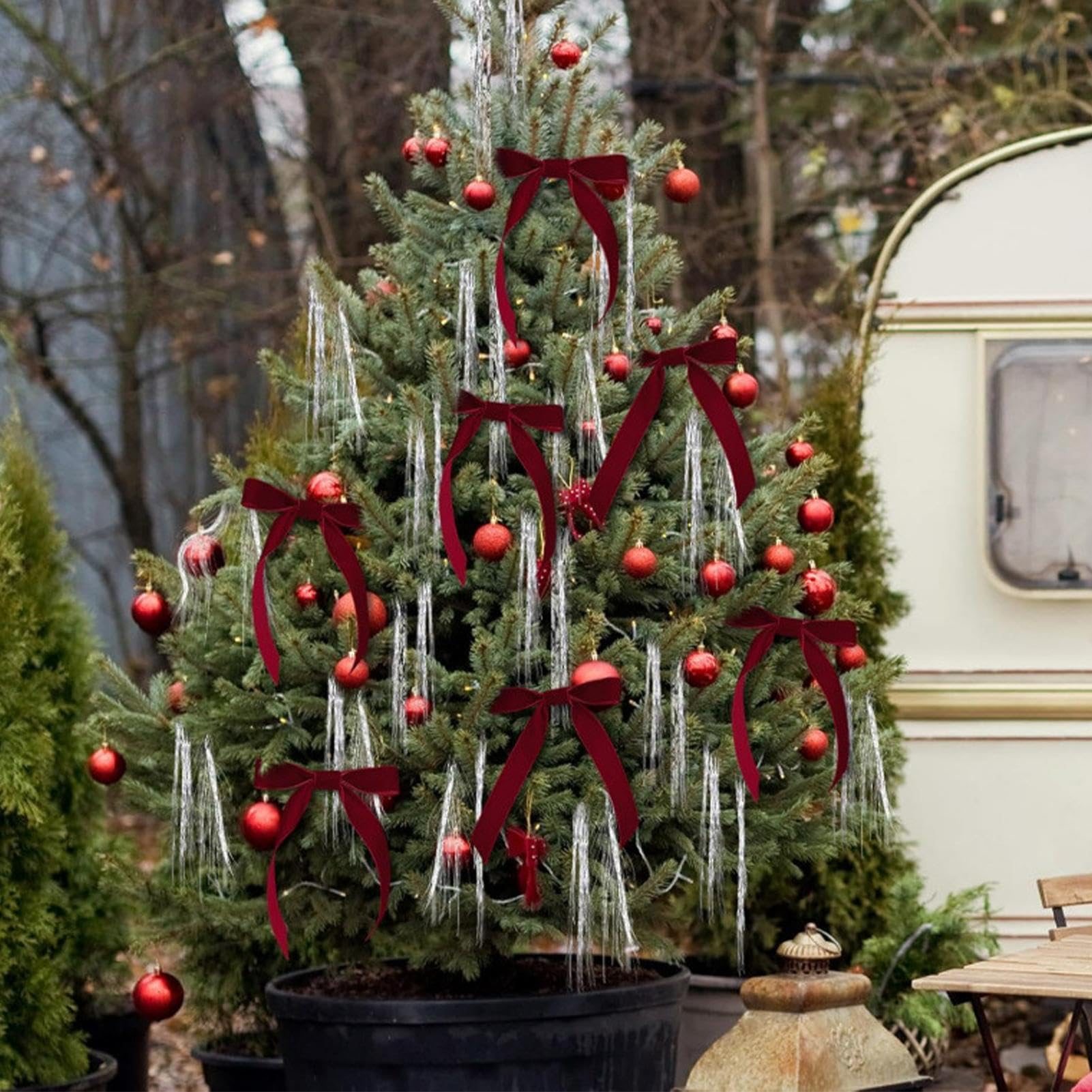 24 Fiocchi Rossi In Velluto Per Albero Di Natale – 12,7 X 17,8 Cm, Eleganti, Riutilizzabili, Per Decorazioni E Regali - 3