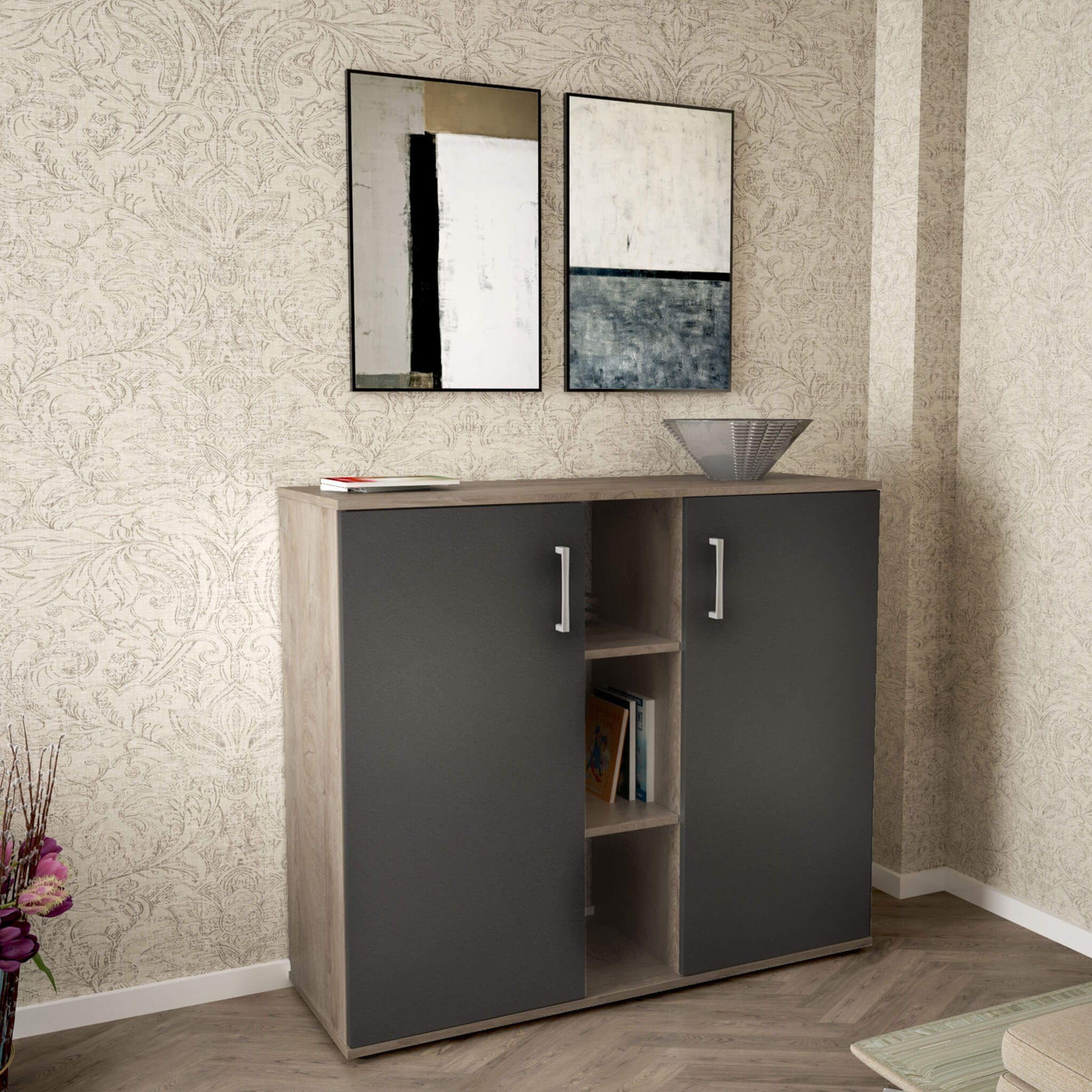 milani home Mobile Ingresso di Design Moderno con scarpiera e Porta Borse
