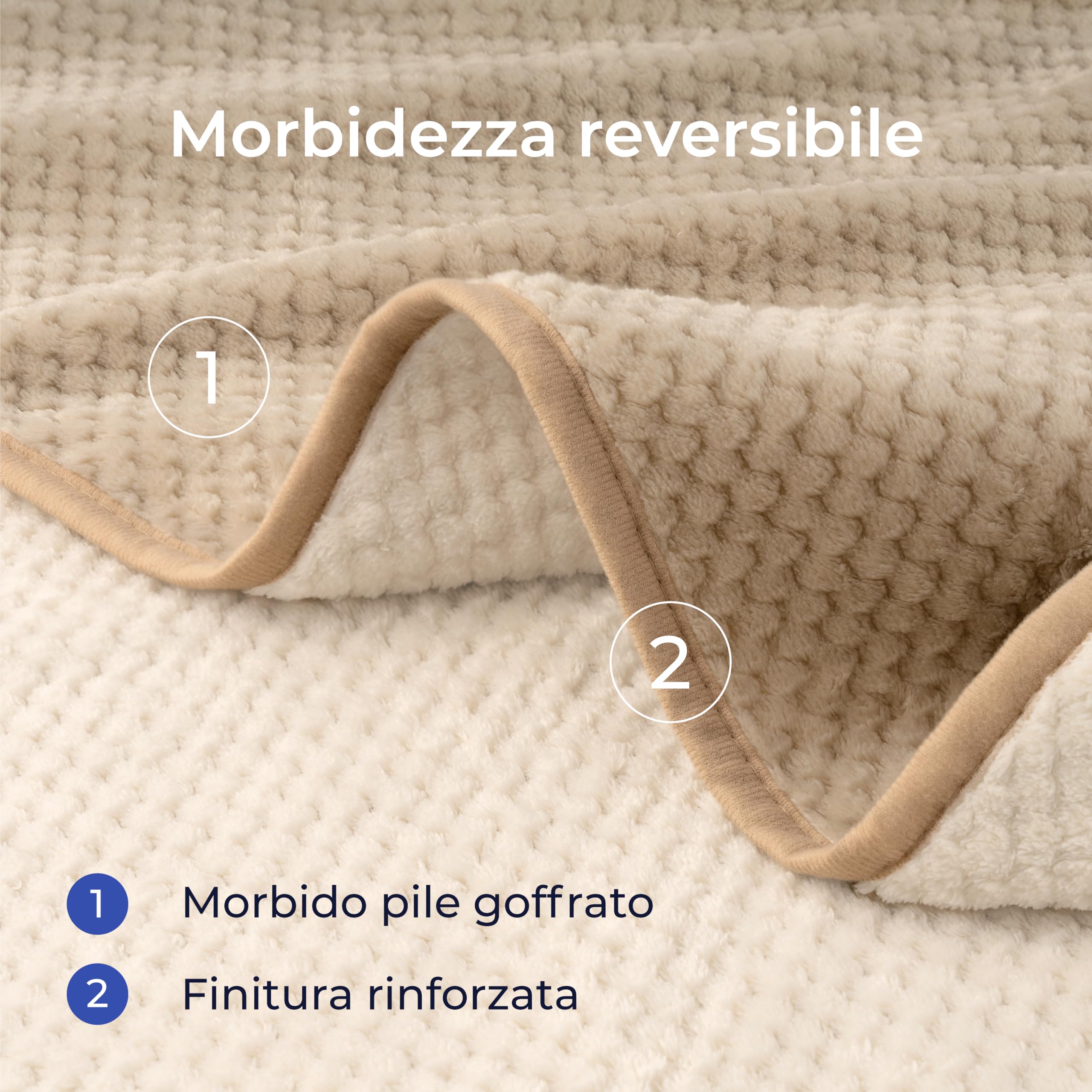 Dreamzie Coperta Impermeabile 218x274cm - Cerata Letto Matrimoniale Reversibile e Lavabile in Lavatrice in Pile Sherpa per Letto o Divano - Copridivano impermeabile per animali - Beige