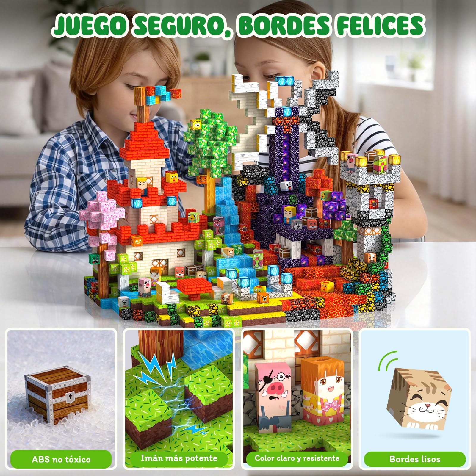 Bloques Magneticos Construccion Niños 330 Piezas 2CM 3+ Magneticas, Juego Magnetic Blocks Tiles Construcción, Juguetes Montessori para Niños 4 5 6 7 8 9 10 11 12 Regalos de Cumpleaños para Niñas