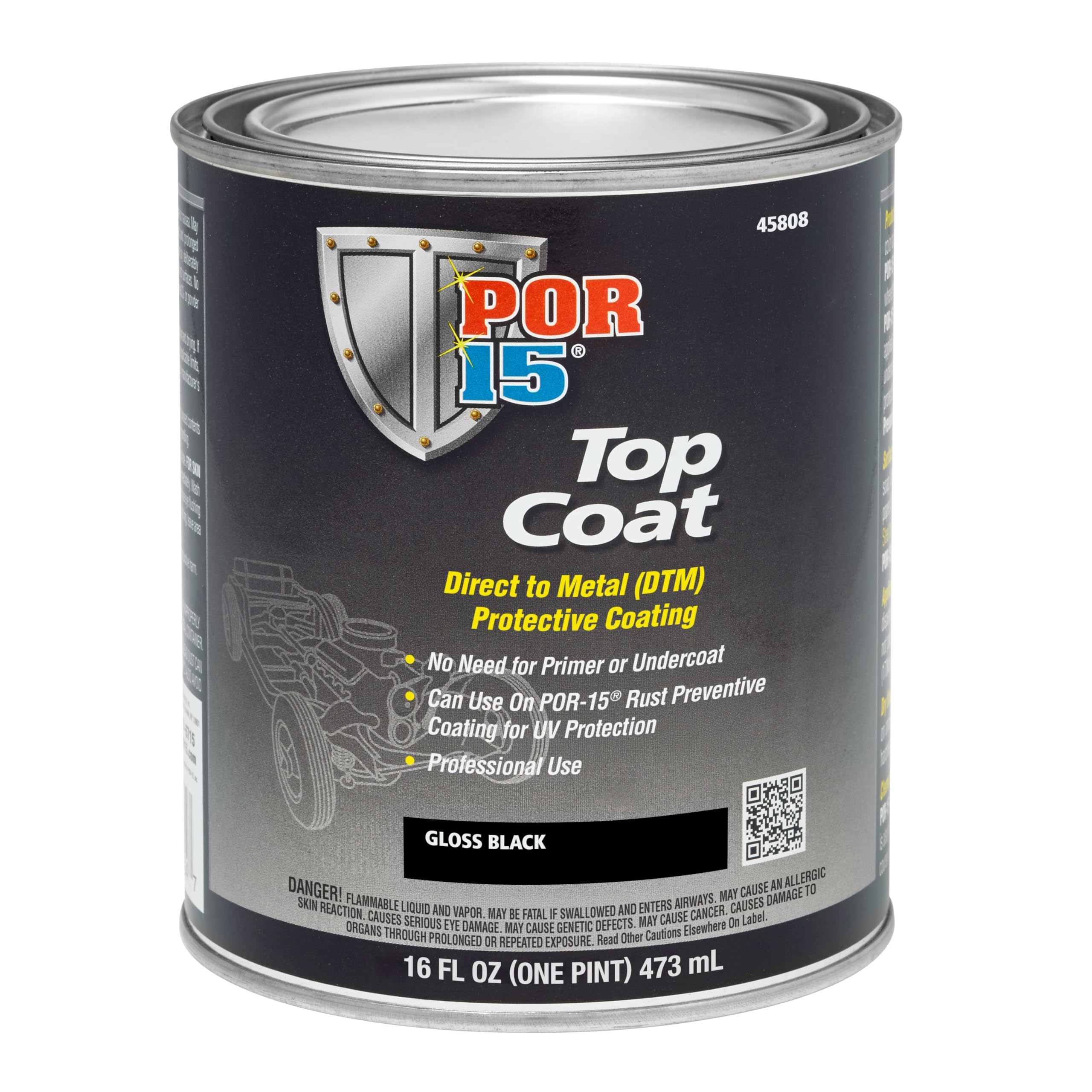 POR-15 45808 Gloss Black Top Coat - 1 pint