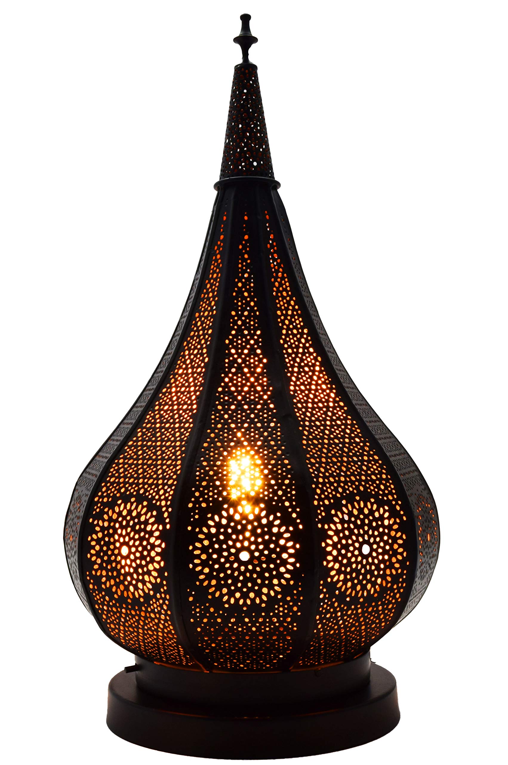 Orientalische Tischlampe Kais handgemacht aus Metall in Schwarz 38 cm