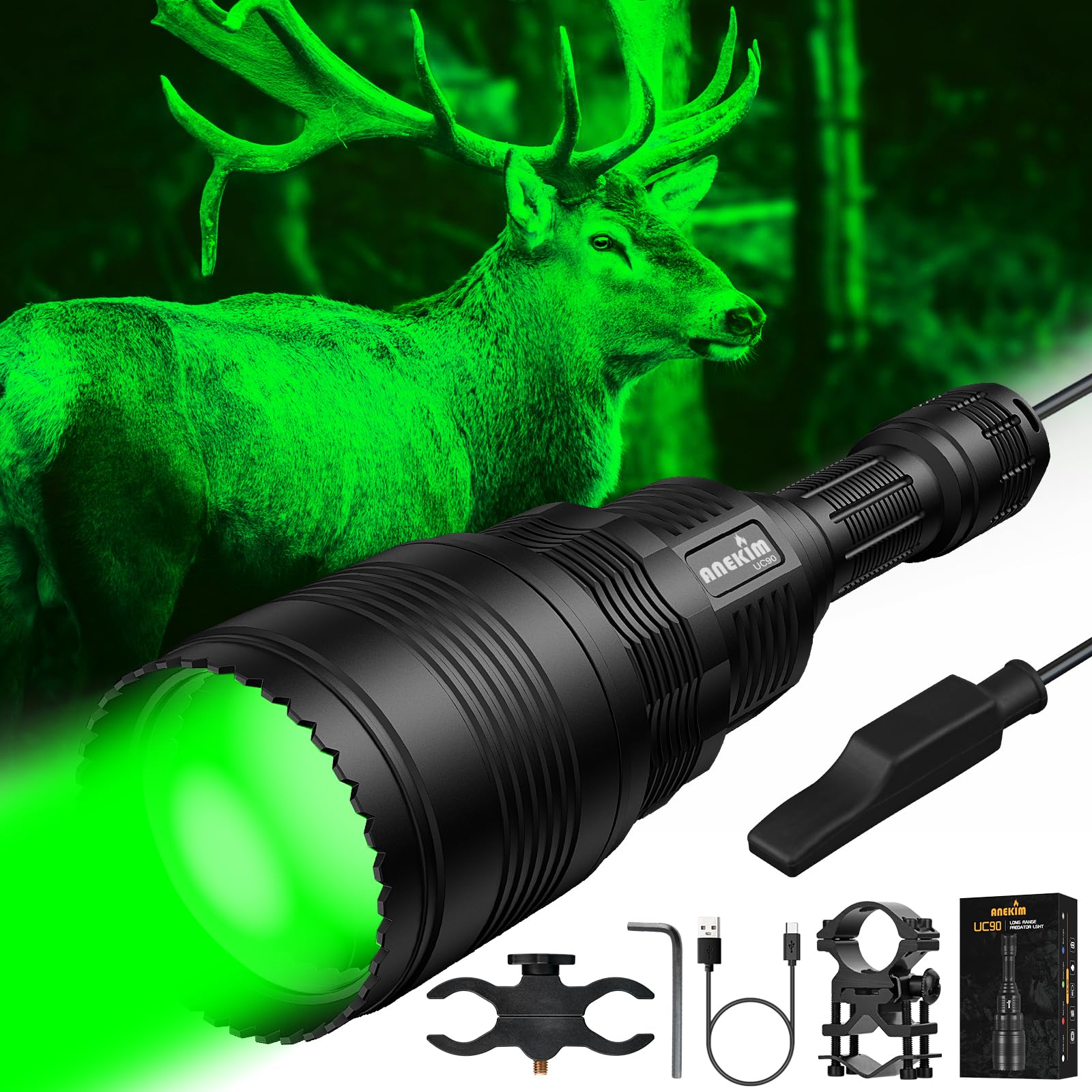 Amazon.com: ANEKIM UC90 Green Hunting Flashlight Predator Light