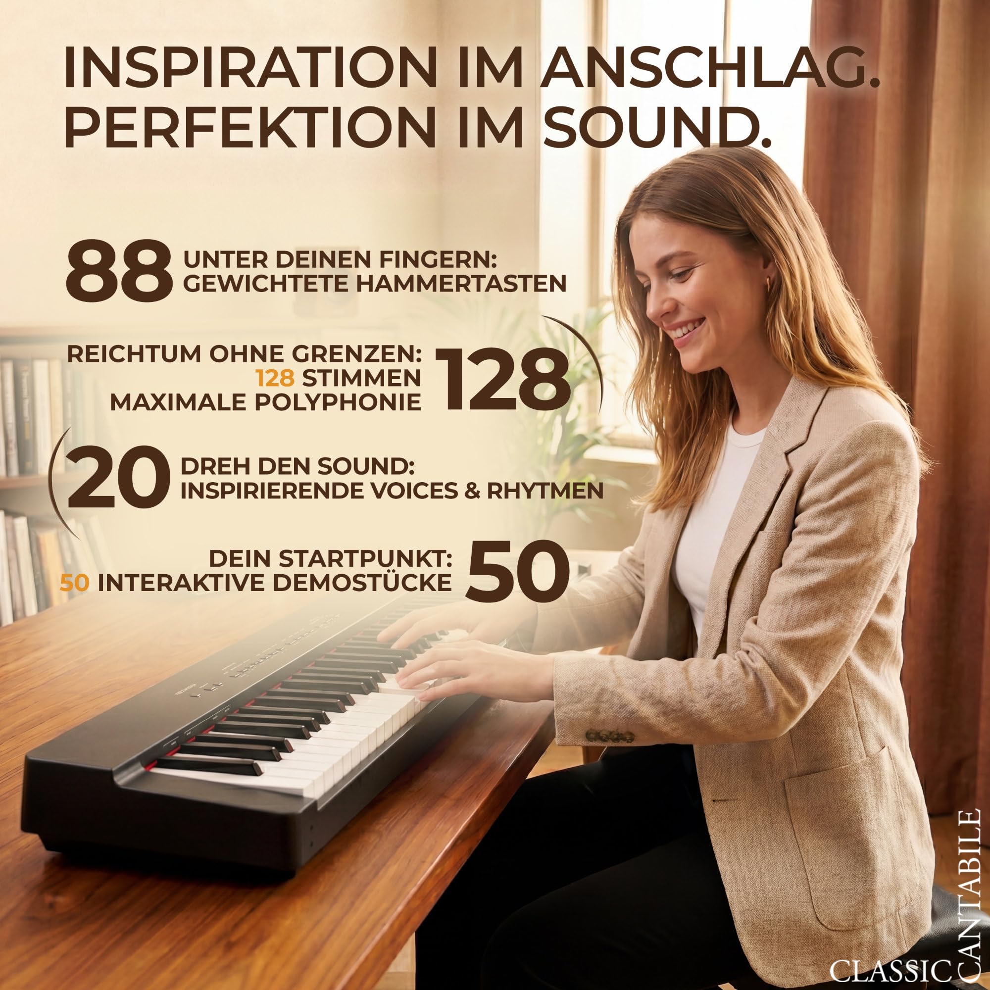 Classic Cantabile SP-316 Stage Piano Schwarz, DAAS-Sampling-Technologie