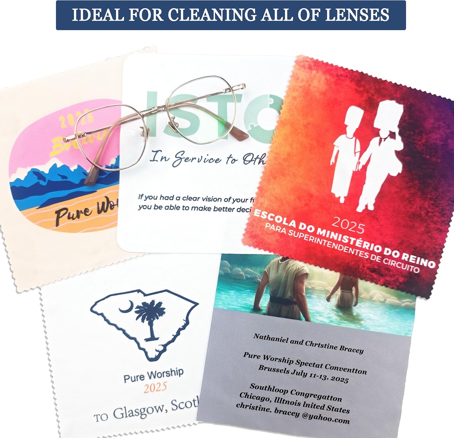 Custom Logo Microfiber Cleaning Cloth for Glasses - Bulk Promotional Item for Eyeglasses, Screens & Phones - Custom Lens Cloth Personalized Corporate Gifts (200)