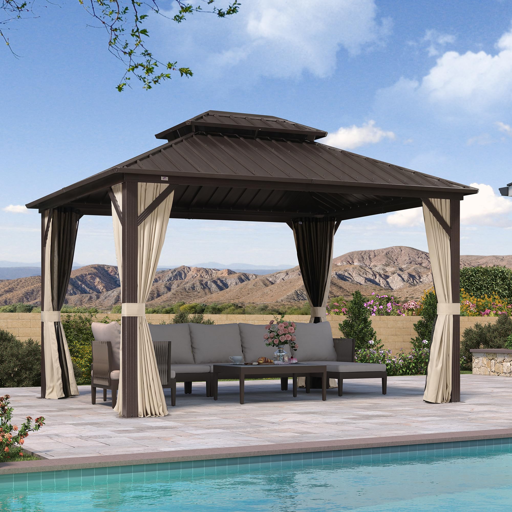 Amazon.com : PURPLE LEAF 10' X 12' Outdoor Hardtop Gazebo Metal