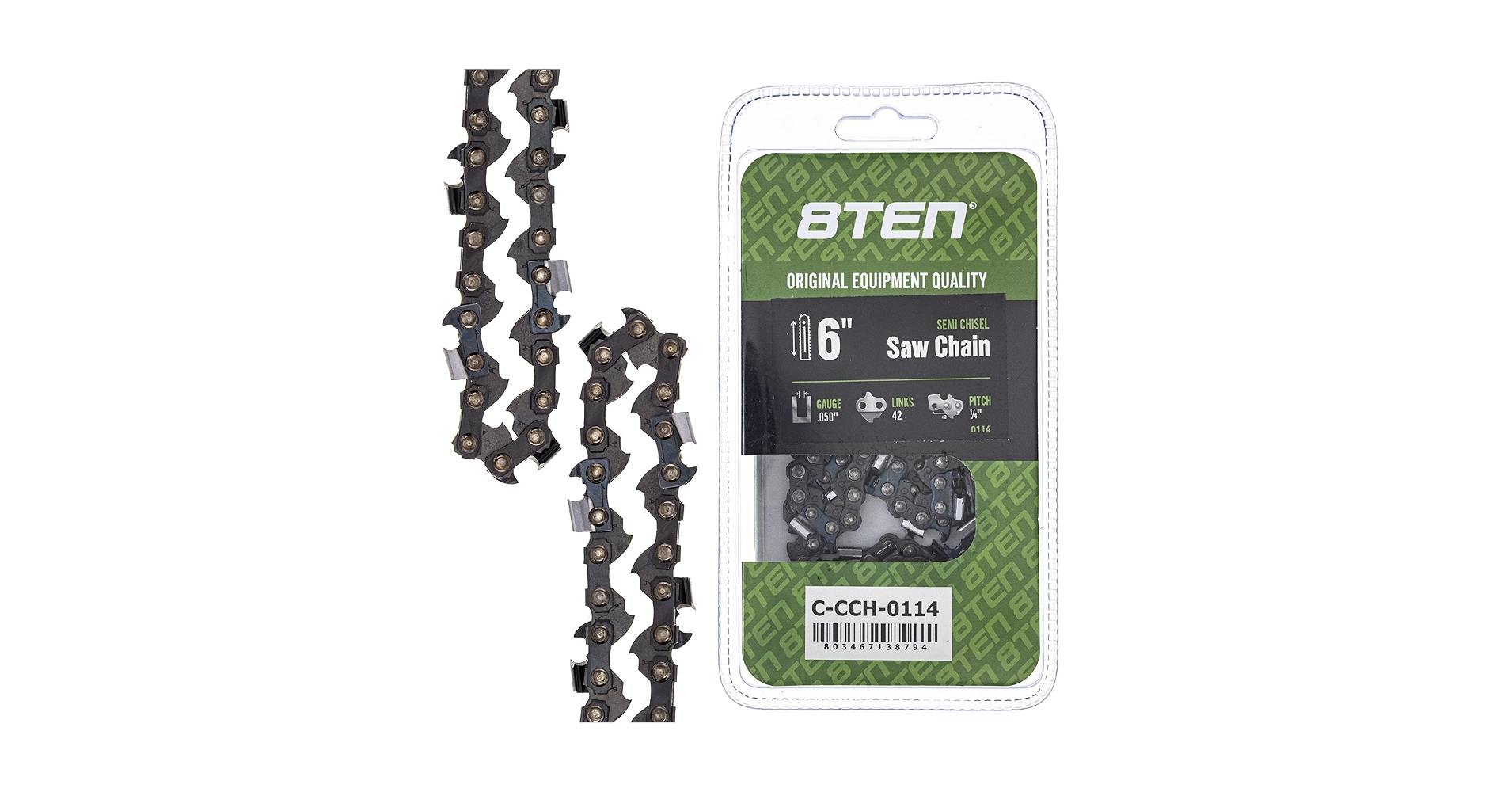Amazon.com: 8TEN Semi Chisel Chainsaw Chain 6 Inch .050 1/4 42 DL