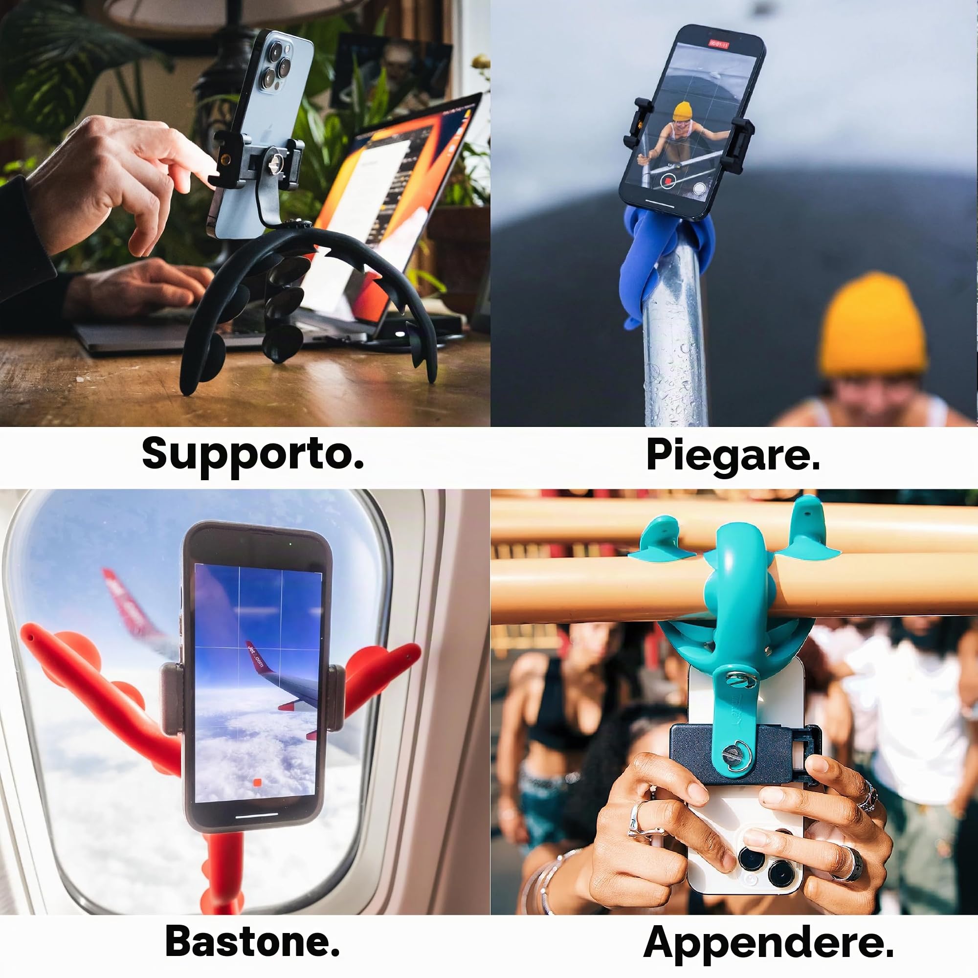 Tenikle® Pro - Treppiede flessibile per cellulare e action camera GoPro, Insta360, DJI Osmo, come visto su Shark Tank, supporto per fotocamera con ventosa pieghevole, compatibile con iPhone e Android