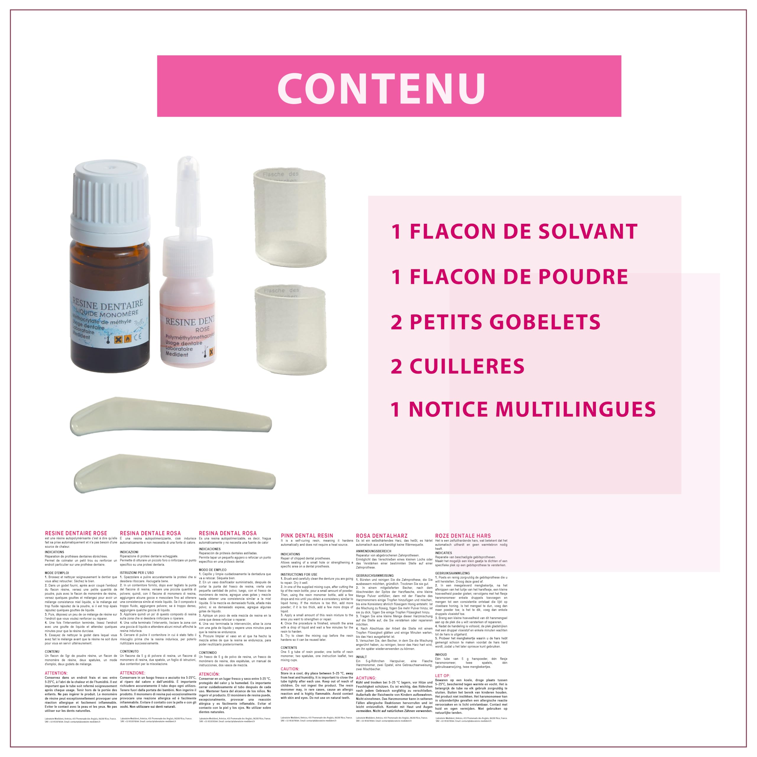 RESINE DENTAIRE ROSE | MEDIDENT |- réparations des prothèse dentaires-dentier cassé-dent détachée