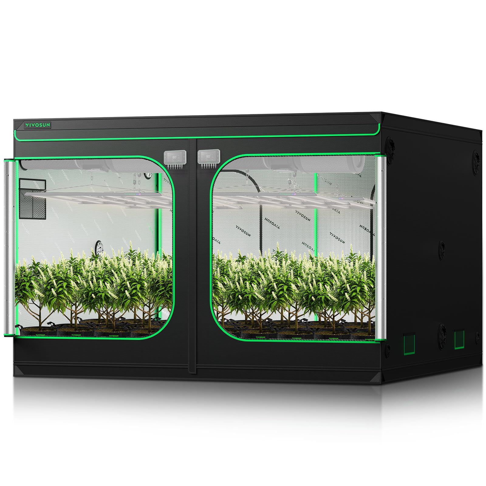 VIVOSUN Tienda de campaña hidropónica de Mylar de 120 x 120 x 80 pulgadas con ventana de observación y bandeja de suelo para cultivo de plantas de interior de 10 x 10 pies