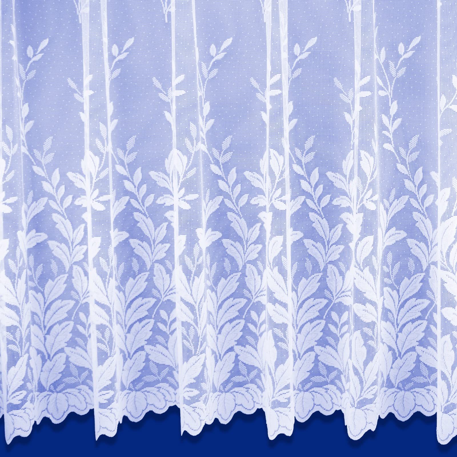 Netcurtainsuk White Leaf Patterned Julia Net Curtain Slot Top - Sold By The Metre (Drop: 183Cm (72"))