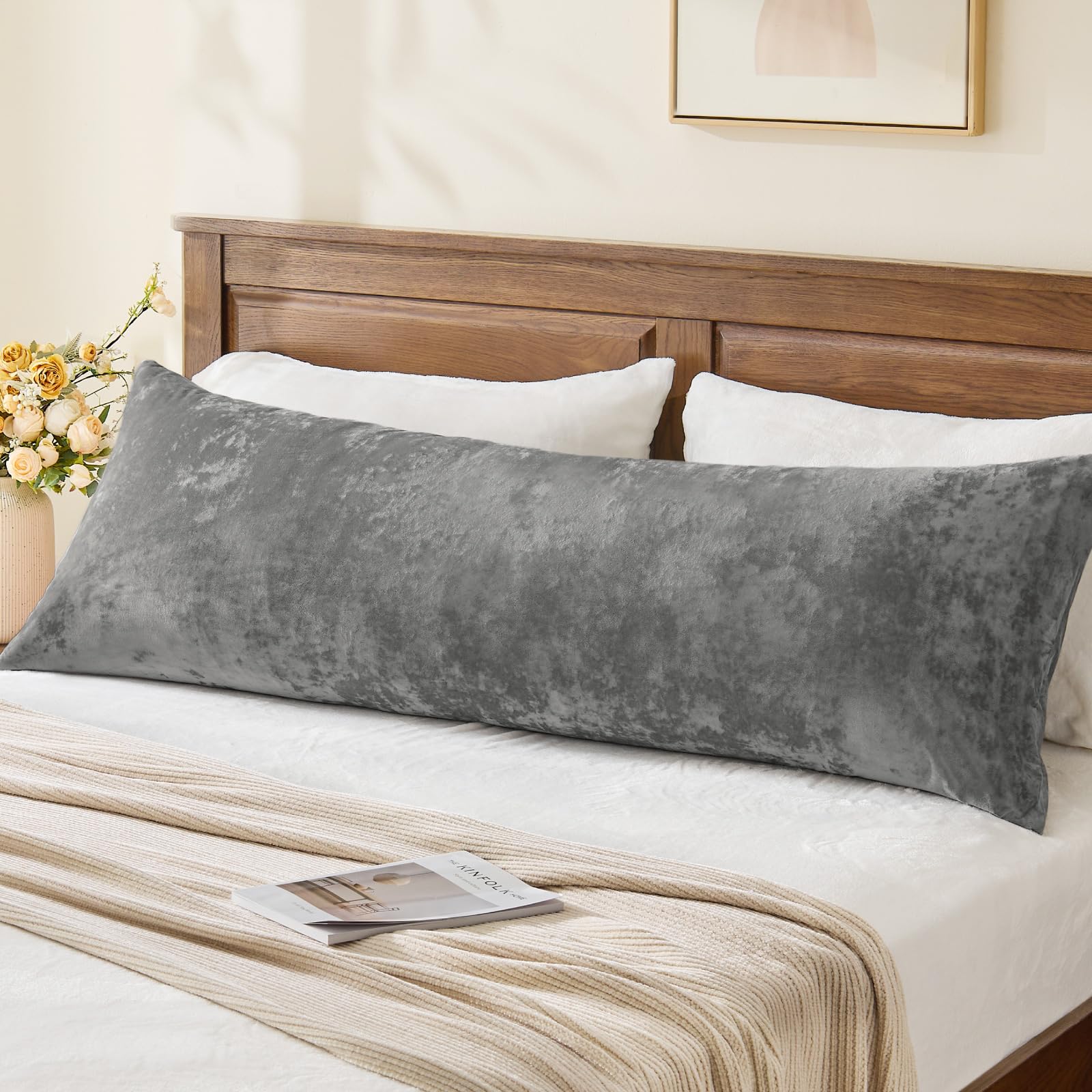Amazon.com: BEDELITE Velvet Body Pillow Cover with Zipper, Soft