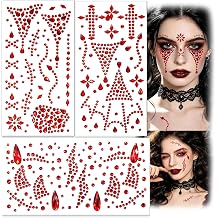 Red Halloween Face Gems Jewels Rhinestone Stickers for Halloween Costumes