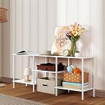 Blanc TV Stand avec stockage pour 50 1 cm TV Centre de divertissement moderne avec étagères de rangement ouvertes 3 Bois de base TV Console Table Media Cabinet pour Salon Chambre Bureau