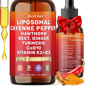 Liposomal Cayenne Pepper Drops with CoQ10, Hawthorn & Beet Root, 2 Oz