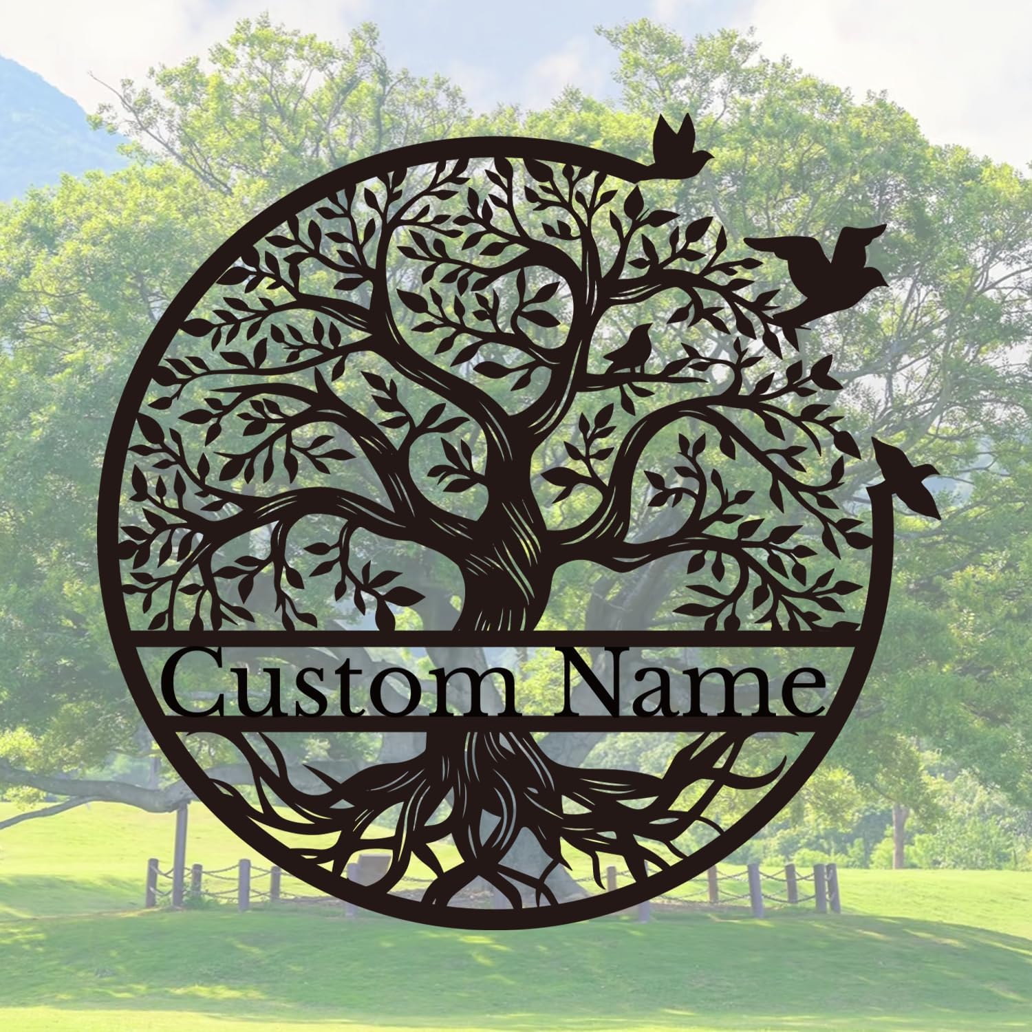 Personalized Tree of Life Metal Sign - Custom Family Name Wall Art, Rustic Surname Plaque, Durable Indoor/Outdoor Decor (Style-2)