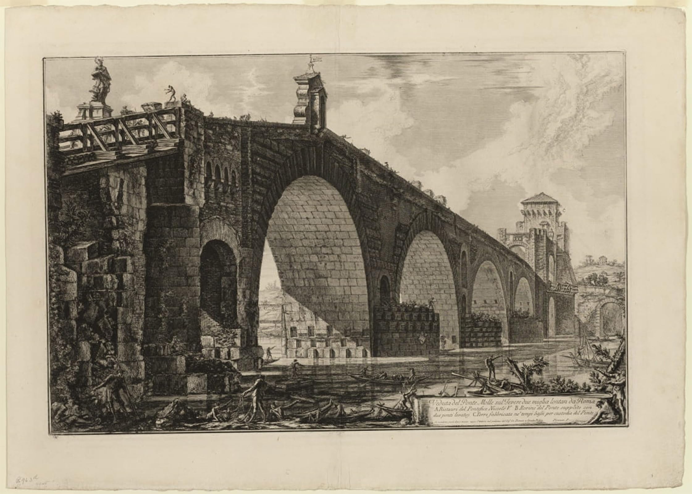POSTERIIk Famous Print Pop Art Wall Art Graffiti View of the Ponte Molle Over the Tiber Two Miles Outside by Battista Piranesi Art Prints for Home Decor 60x90cm