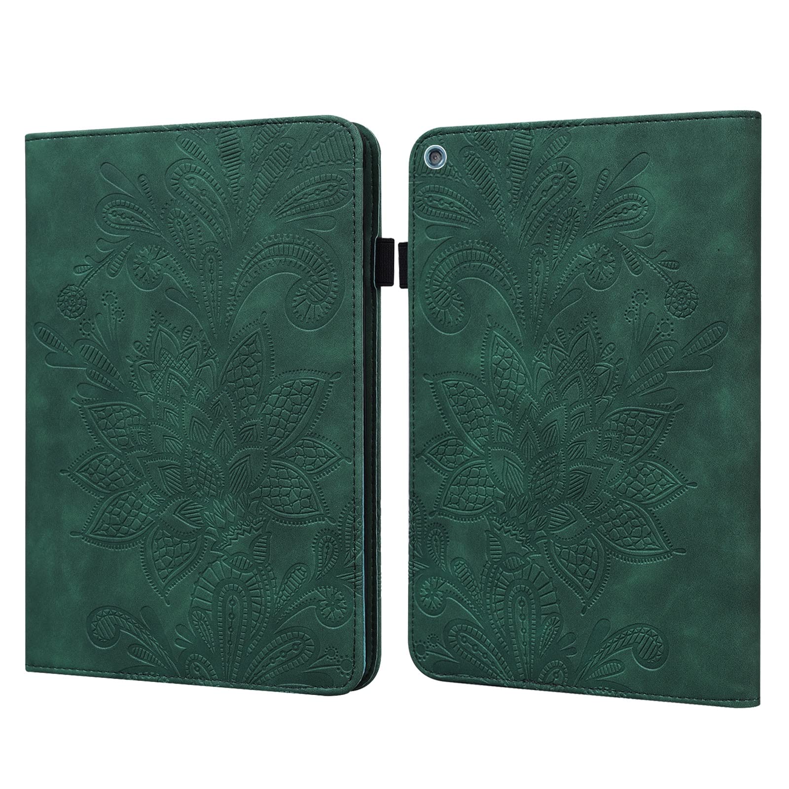 Skórzana tabletka kompatybilna z Kindle Fire HD10 2016/2017/2018/2019, Tablet typu wspornika PC Obudowa szokiem do gniazda karty Pu obudowa Flip Portfel Ochronna(Ye?il)