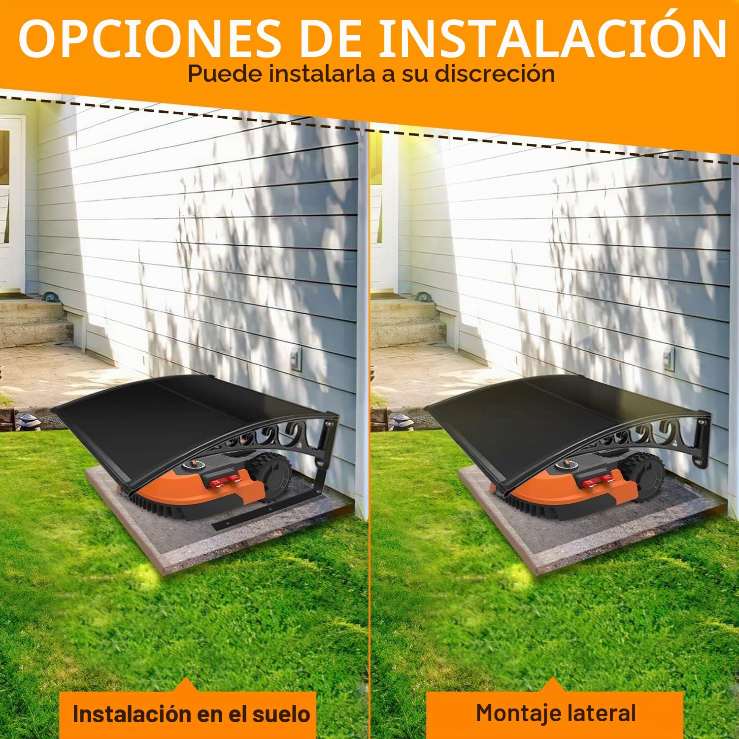 Robots cortacésped de tejado, 106 x 87 x 50 cm, para robot cortacésped, protección contra la lluvia, protección UV (negro)