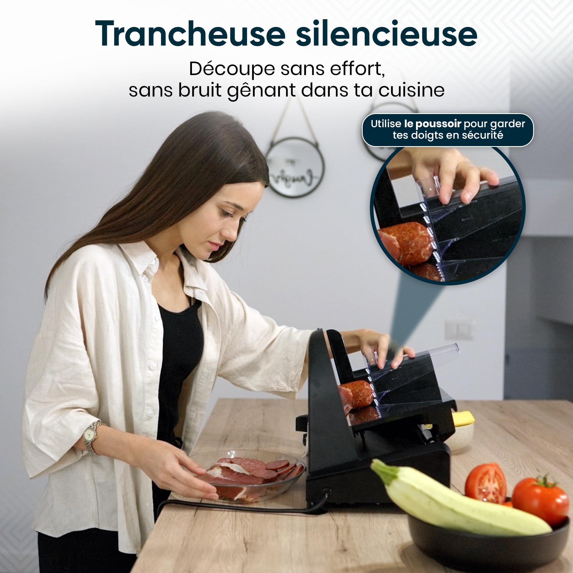 Trancheuse à viande professionnelle Fleau Kitchen - Comprenant 2 lames de coupe en acier inoxydable - Épaisseur réglable - Multifonction - Moteur puissant - Coupe tout usage - Coupe fine