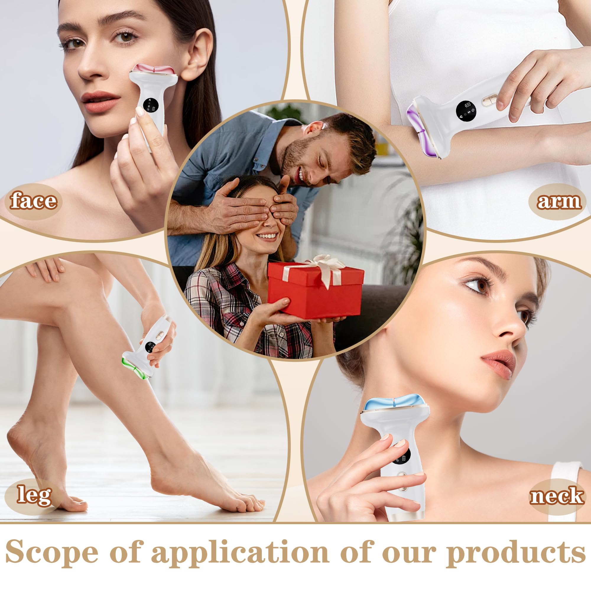 ZoGoo Upgraded Hot & Cold Dual Mode Face and Neck Beauty Massager, 7 in 1 LED Facial Sculptor, 7 Modes -Micro - Vibration - 7 Light -Heating -Ice Compress for Home Skin Care, Face Lift Device