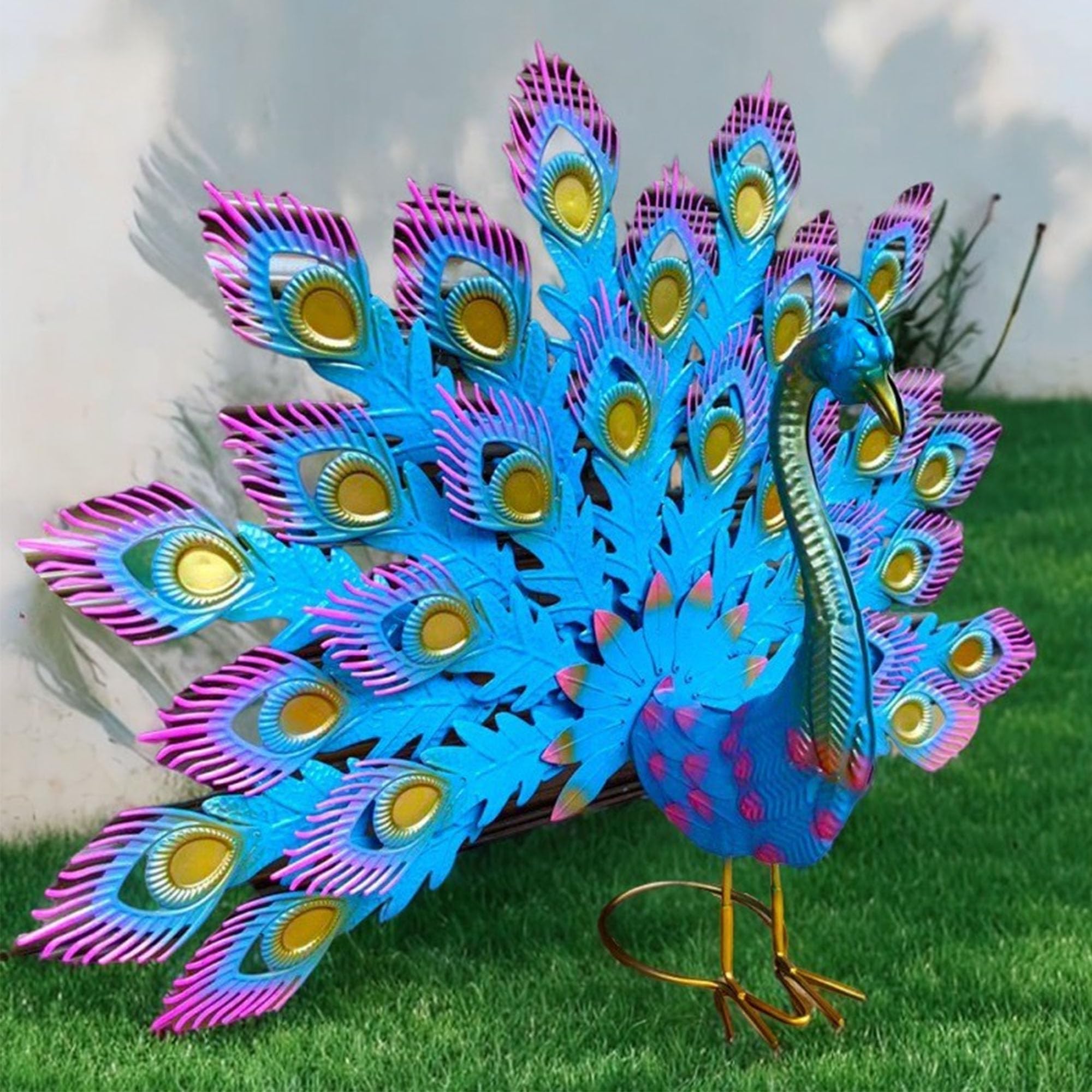 FGXY Pavo Real de Metal, Adornos de Jardín, Estatuas de Pájaros de Metal, Decoración Pavo Real de Metal Colorido, Ornamento para Jardín, Adornos de Jardín Interior/decoración de Jardín Al Aire Libre
