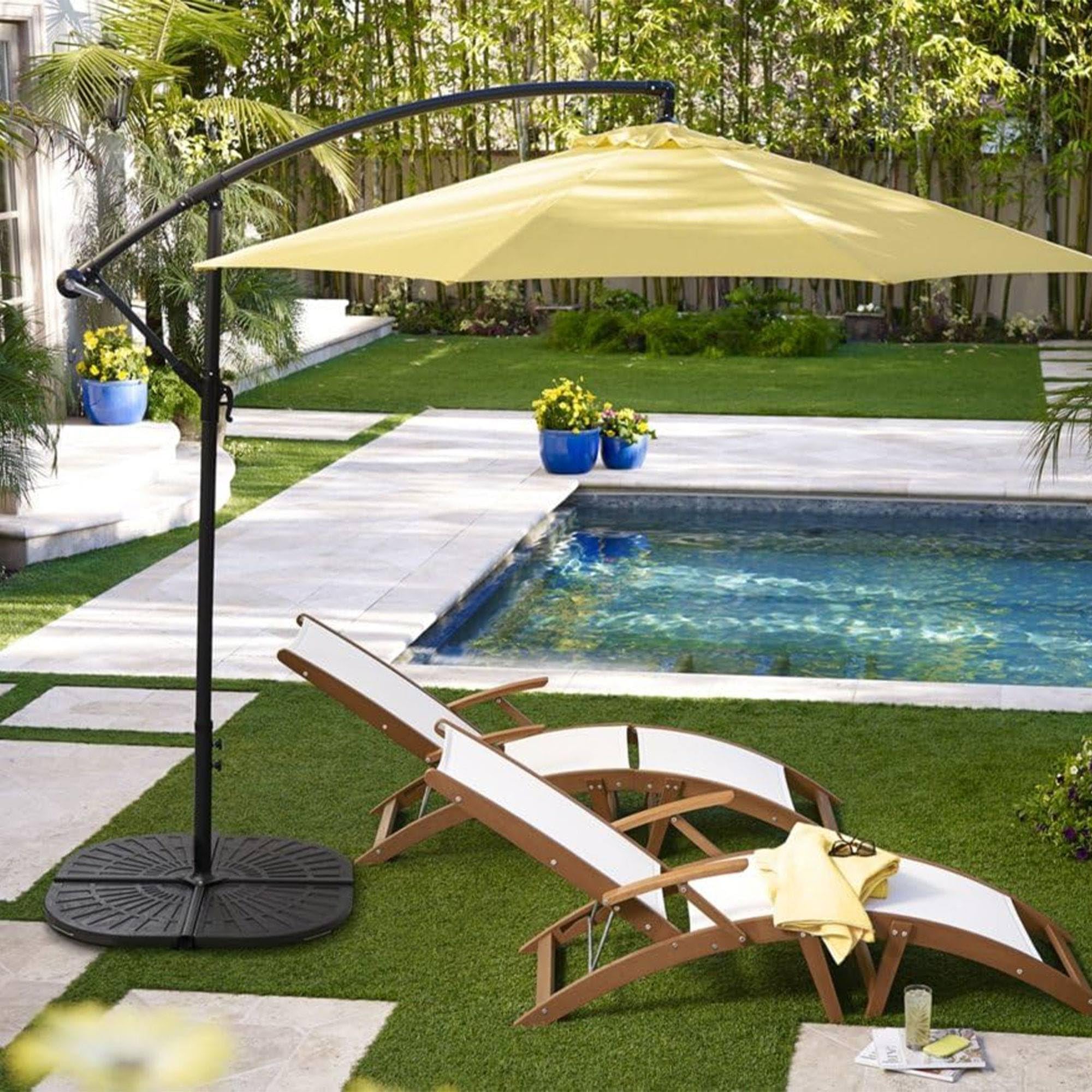 Well Home Base per ombrellone in cemento da 14 kg, resistente e stabile, con manico e design triangolare, 47,5 x 47,5 x 4 cm, Nero, 47,5x47,5x4 cm