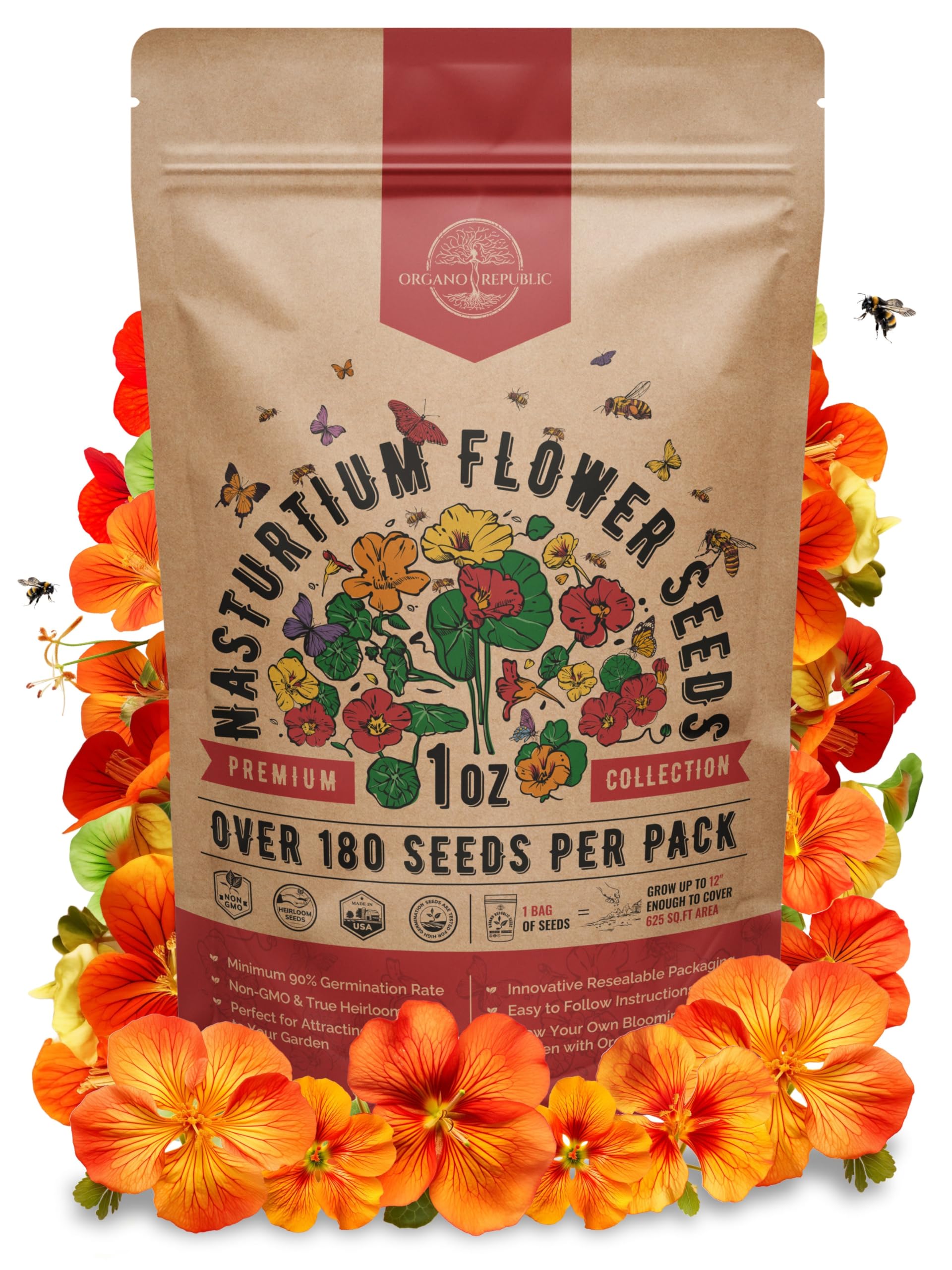 Organo Republic Nasturtium Seeds Pack 1 oz
