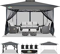 Vista 18 de COBIZI Toldo desplegable de 12x12 para patio en oferta con mosquitero, carpas para patio en oferta, tienda de campaña al aire libre con bolsa