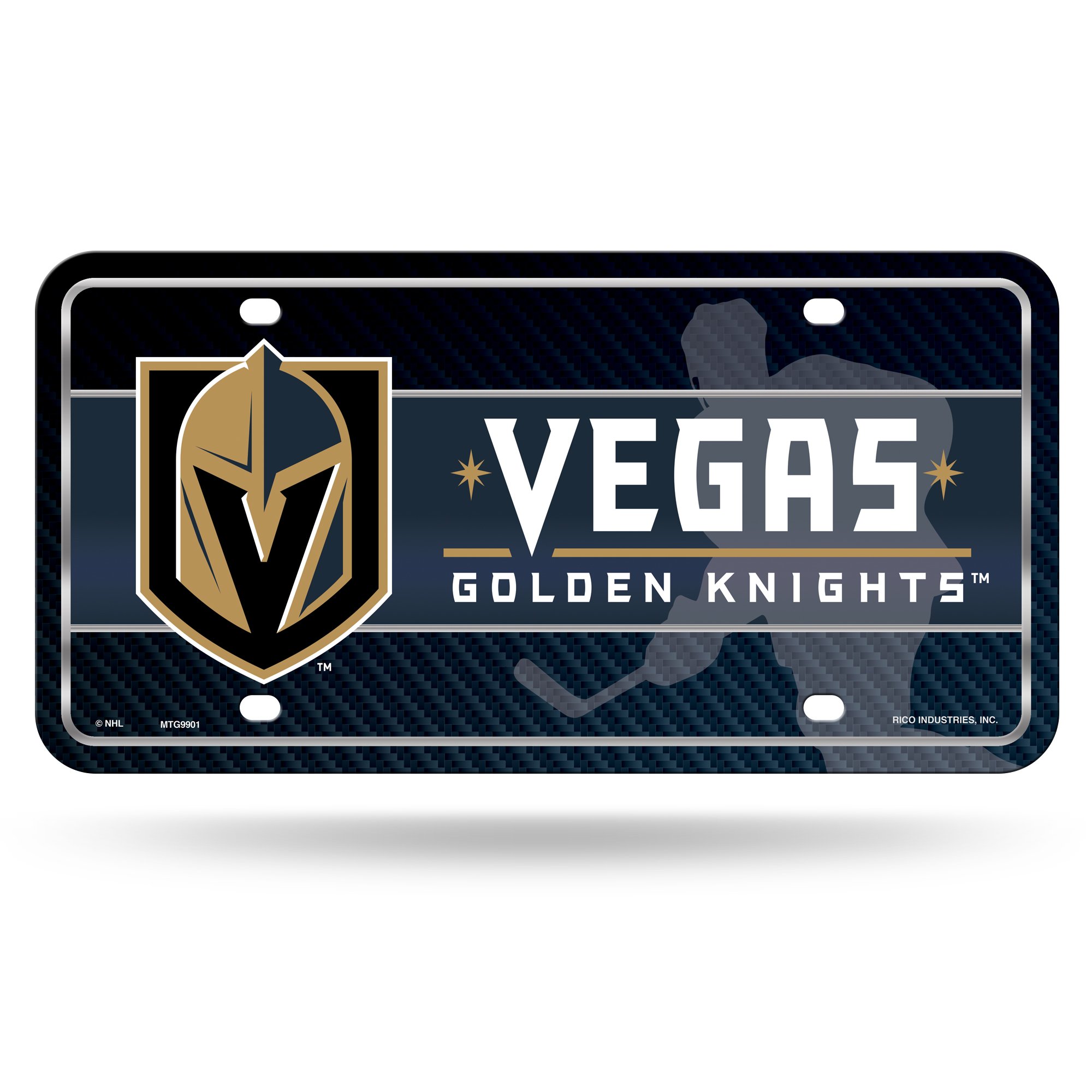 Rico Industries NHL Vegas Golden Knights Metal License Plate Tag, 6 x 11.5-inches