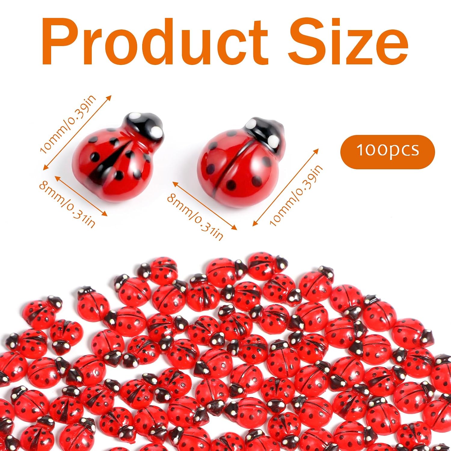 100 PCS Ladybug Nail Charms, 3D Resin Ladybugs with Open and Closed Wings, Glow in the Dar Mini Ladybugs for Women Manicure Decoration DIY Craft