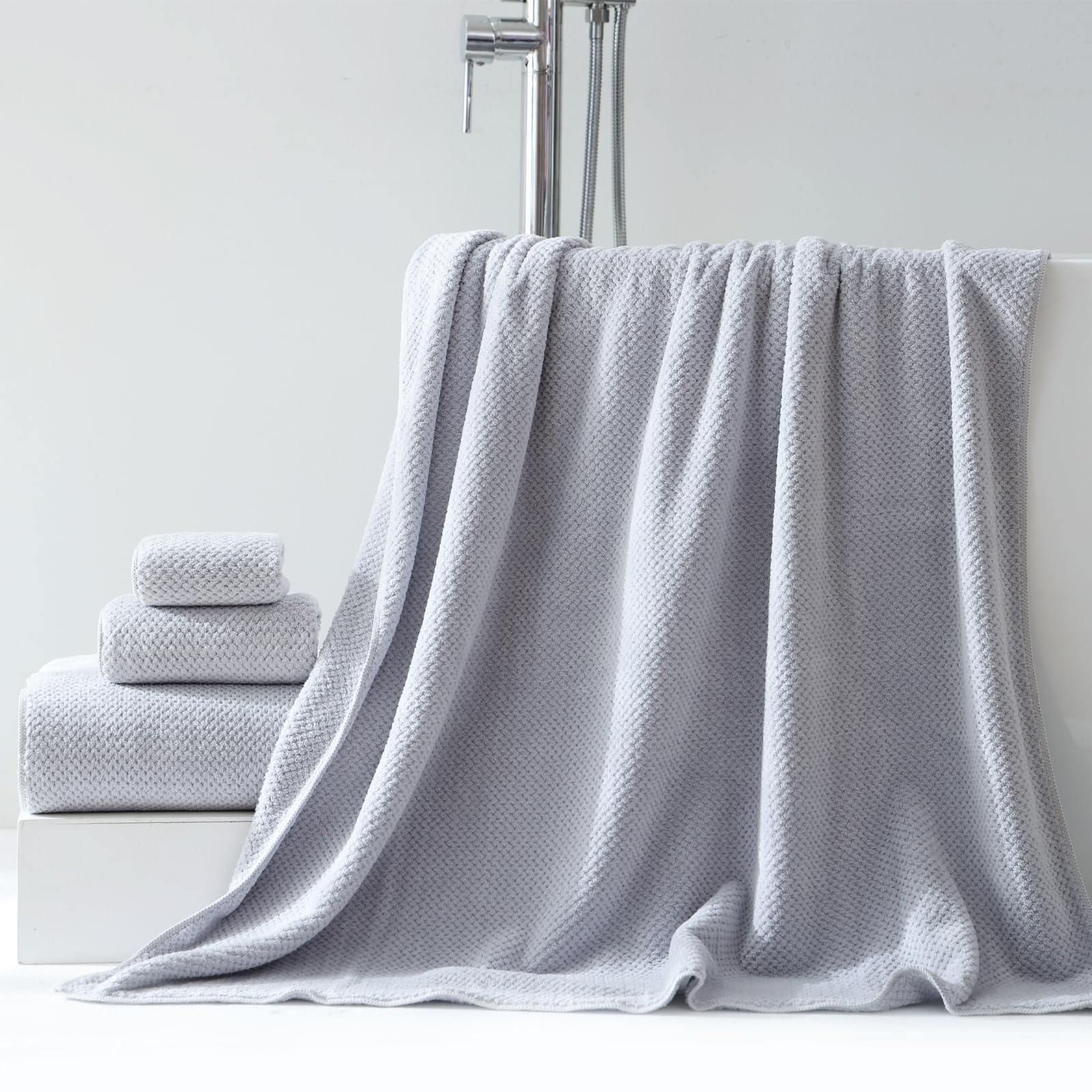 Akzpe 40x80 Inches Bath Sheets Towels for Adults Oversized Bath Towels Extra Large Luxury Super Soft Absorbent Quick Dry Microfiber (Gray,1PCS)
