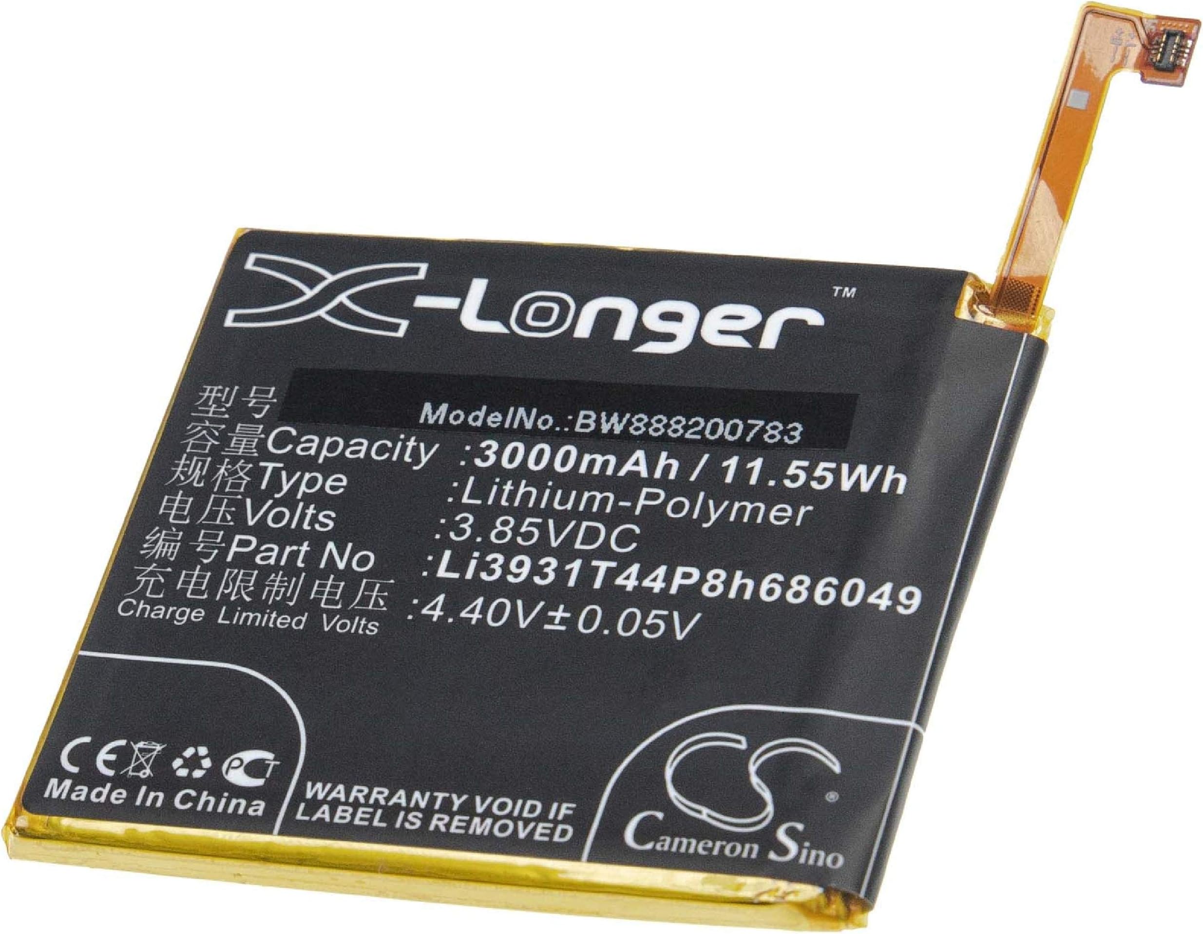 vhbw Battery replaces ZTE Li3931T44P8h686049 for Mobile Phone Smartphone (3000mAh, 3.85V, Li-Polymer)