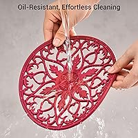 Vista 4 de SMARTAKE Juego de 6 salvamanteles de silicona, salvamanteles tallados multiusos, tapetes de cocina aislados, antideslizantes y duraderos, tapete
