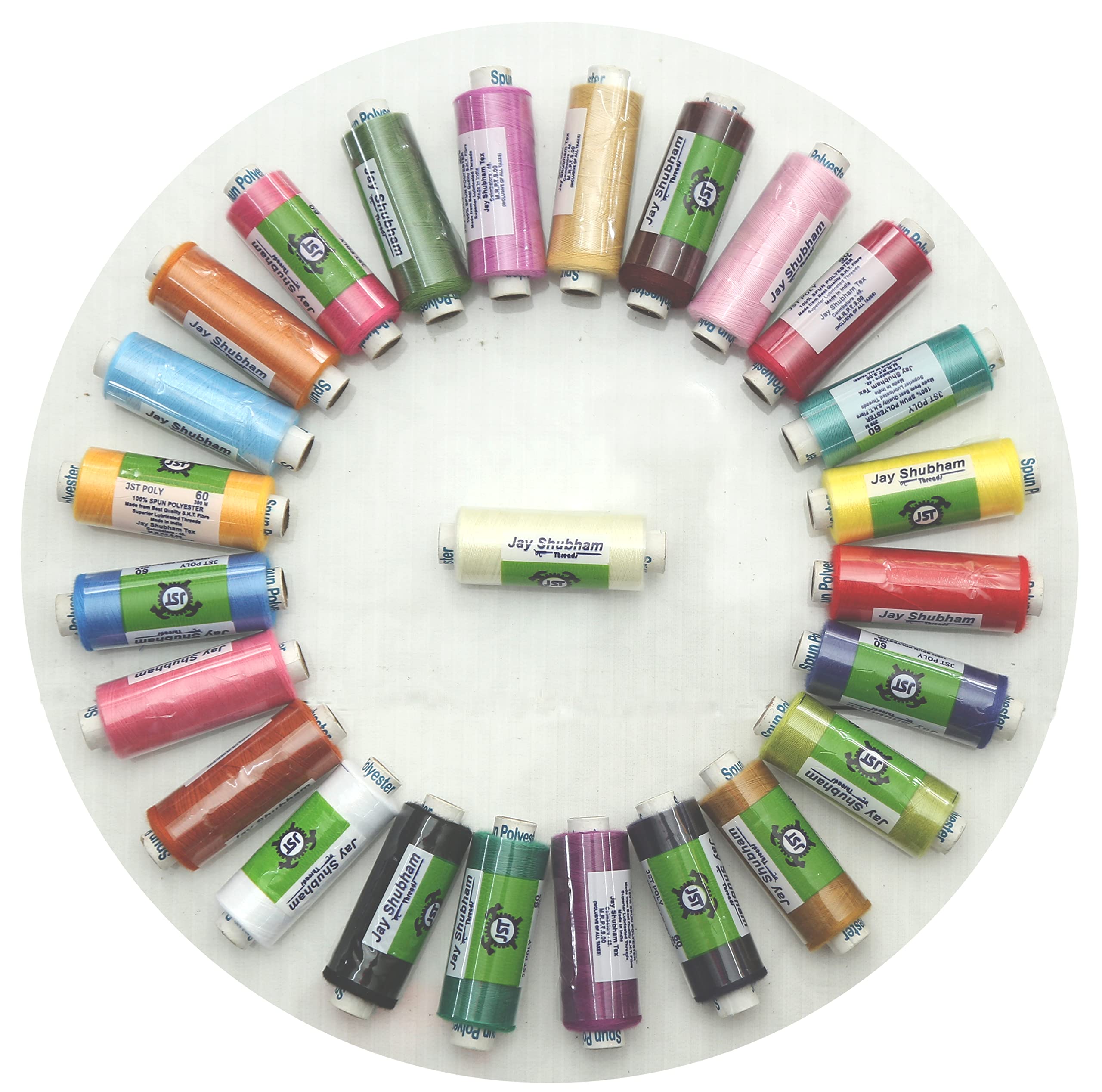 Jay Shubham Threads 2 Ply Polyester Sewing Threads (300M Pack 0F 25),Multi