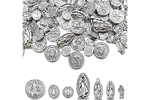 120Pieces Mix Antique Charms Pendants for Catholic Bracelets and DIY Jewelry