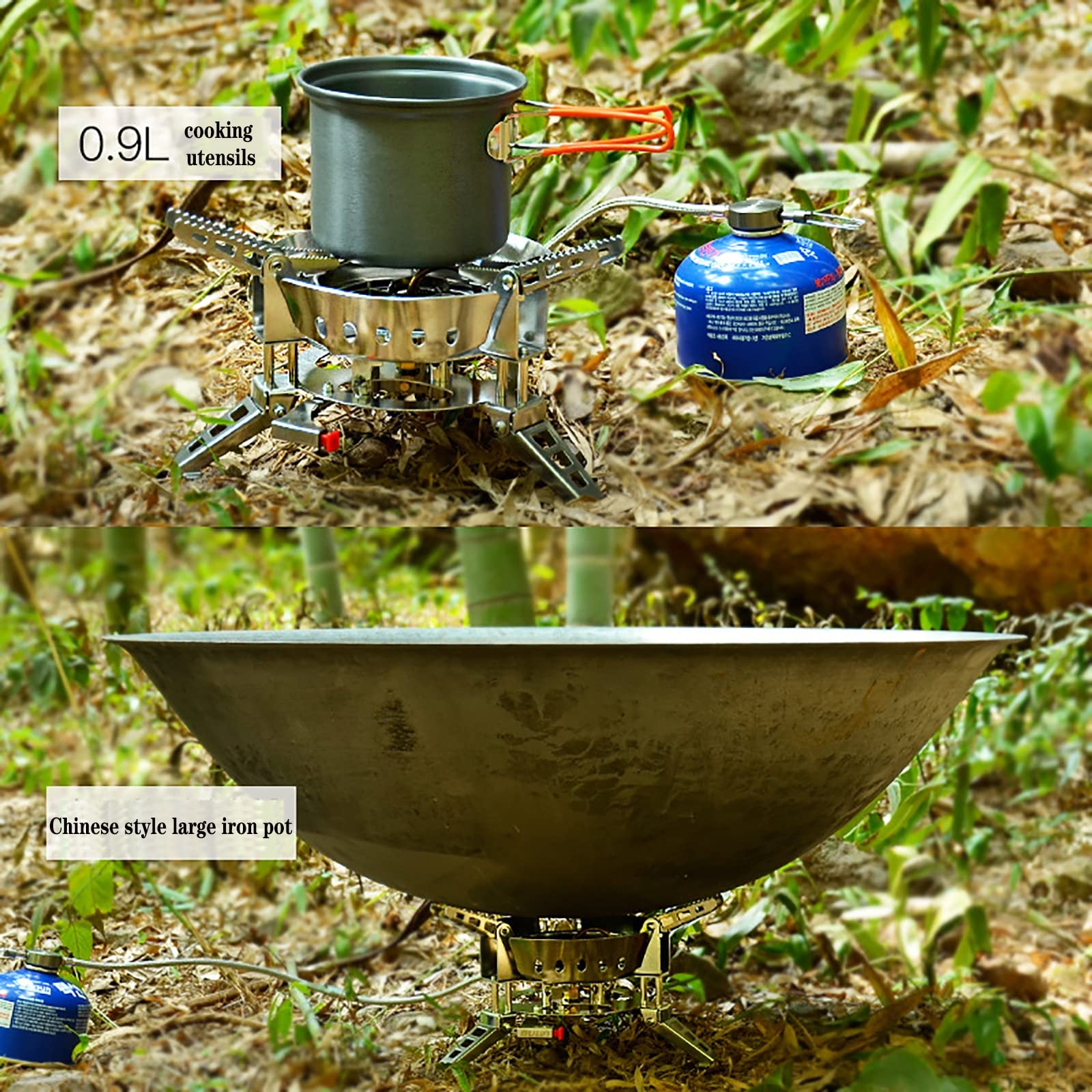 Estufa de gas butano para camping, quemador plegable portátil de 6800 W con encendido piezoeléctrico, ideal para cocinar al aire libre, senderismo, barbacoa y aventuras de pesca