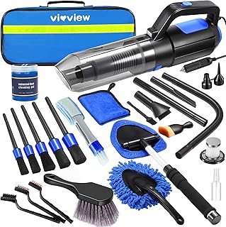 25PCS Car Cleaning Kit, Car Detailing Kit Interior with High Power Handheld Vacuum Cleaner, Windshield Cleaner, Cleaning Gel, Professional Auto Accessories for Men, Women