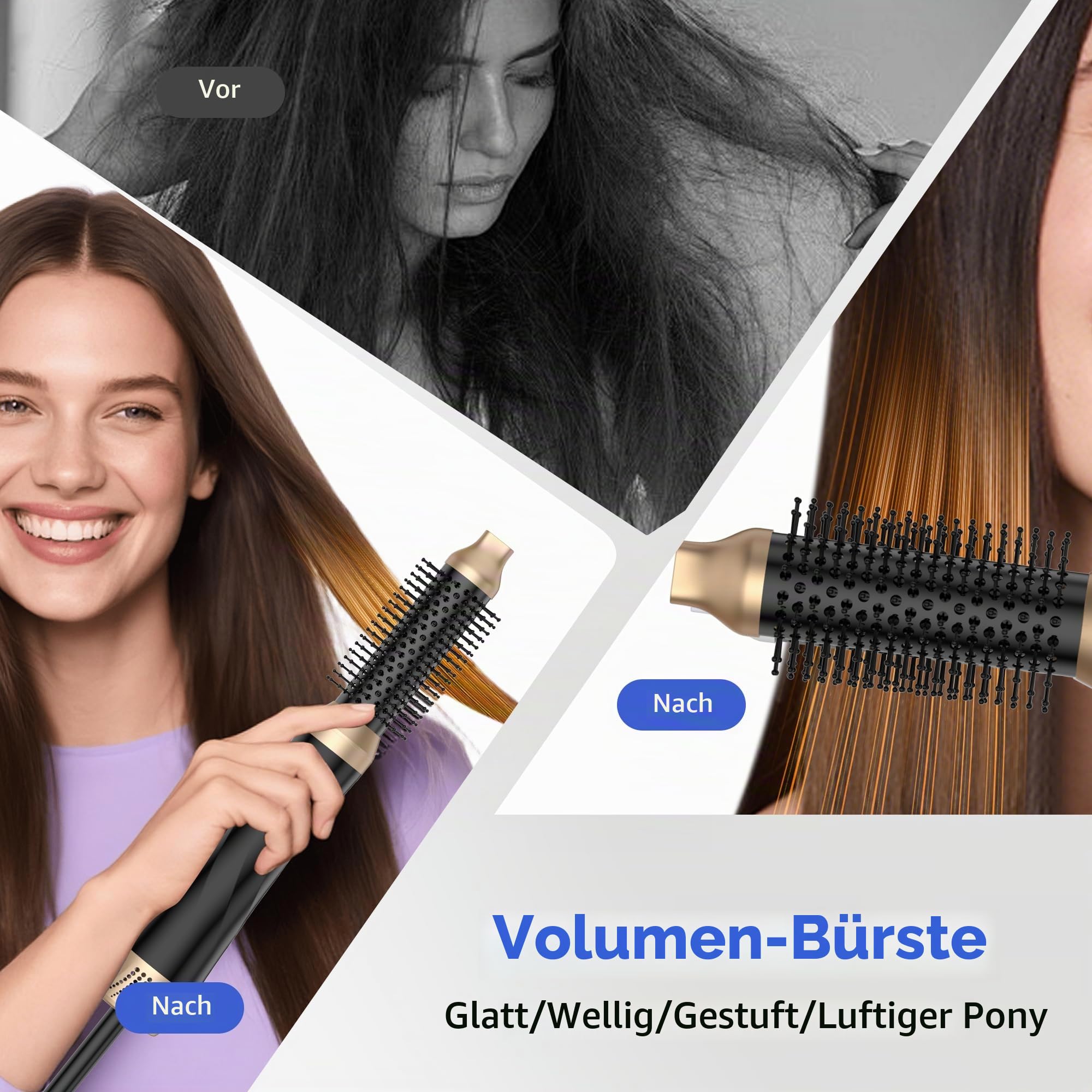 OKWRAP Haarstyler Hairstyler 5 in 1 Hair Styler 1000W Airstyler Multistyler | Haarstyler mit Hair Dryer Automatischer Lockenstab Brush Rundbürste Föhn Haarglätter für Glätten, Trocknen, Volumen, Locken