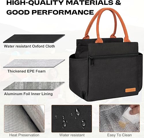Miniatura 4 de Bolsa de almuerzo WELIDAY con aislamiento, lonchera reutilizable a prueba de fugas, espaciosa, para mujeres, hombres, adultos, con portabotellas y