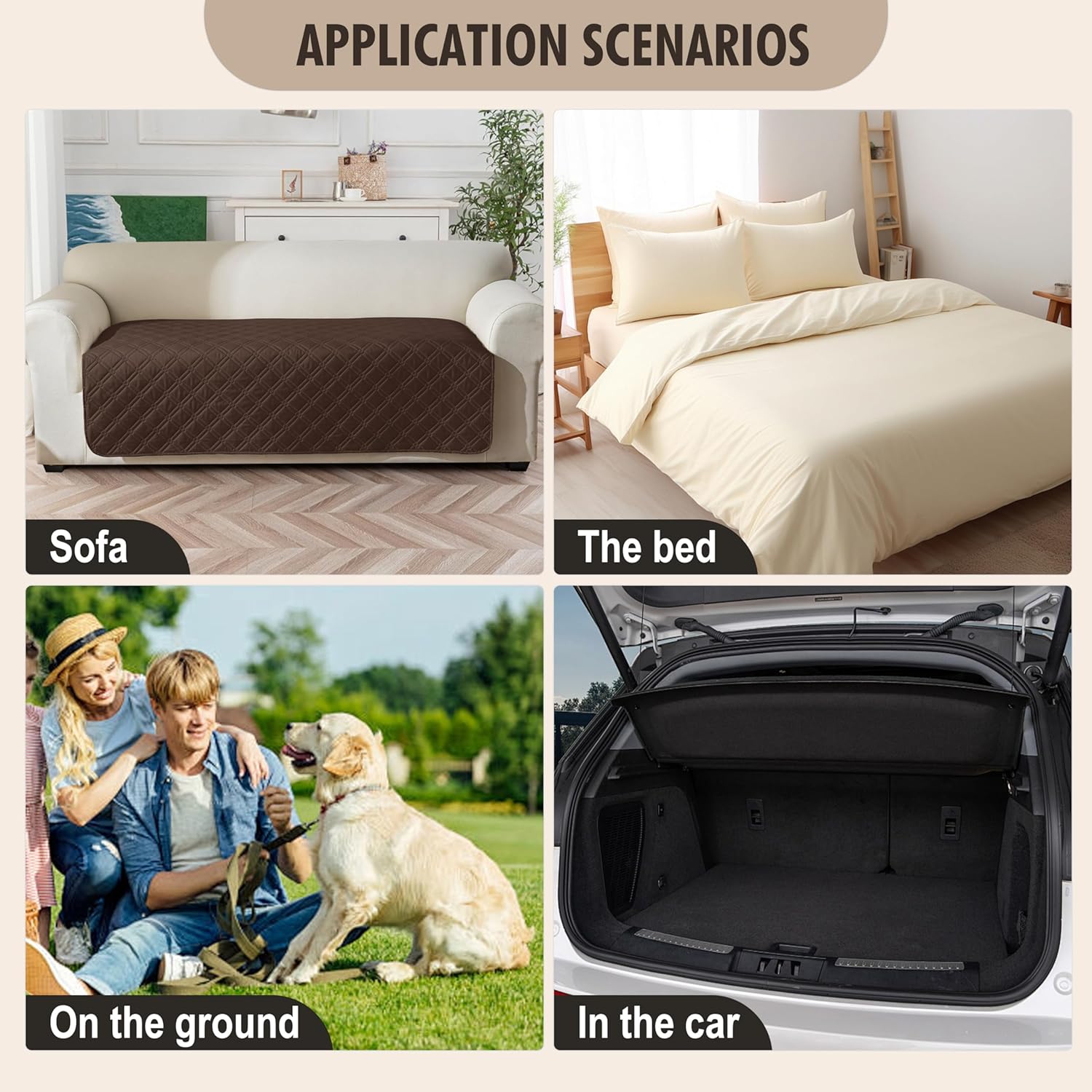 Genina Waterproof Couch Cover, Washable Anti-Slip 51 inch Loveseat Sofa Covers with 2 Cushions, Sectional Couch Covers for Pets Friendly, Sofa Slipcovers for Dogs Cats, (51inch/Chololate)