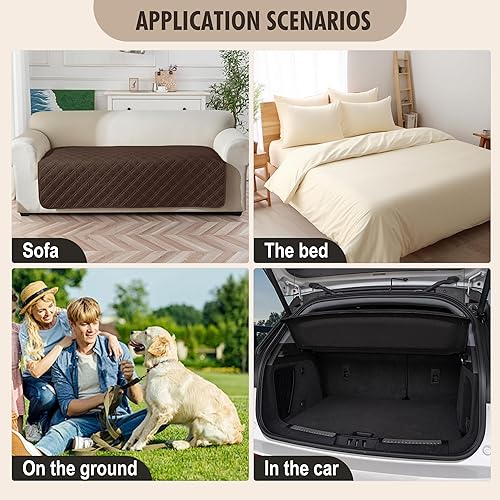Miniatura 6 de Genina Funda de Sofá Impermeable, Lavable Antideslizante de 78 Pulgadas Fundas de Sofá con 3 Cojines, Fundas de Sofá Seccional para Mascotas
