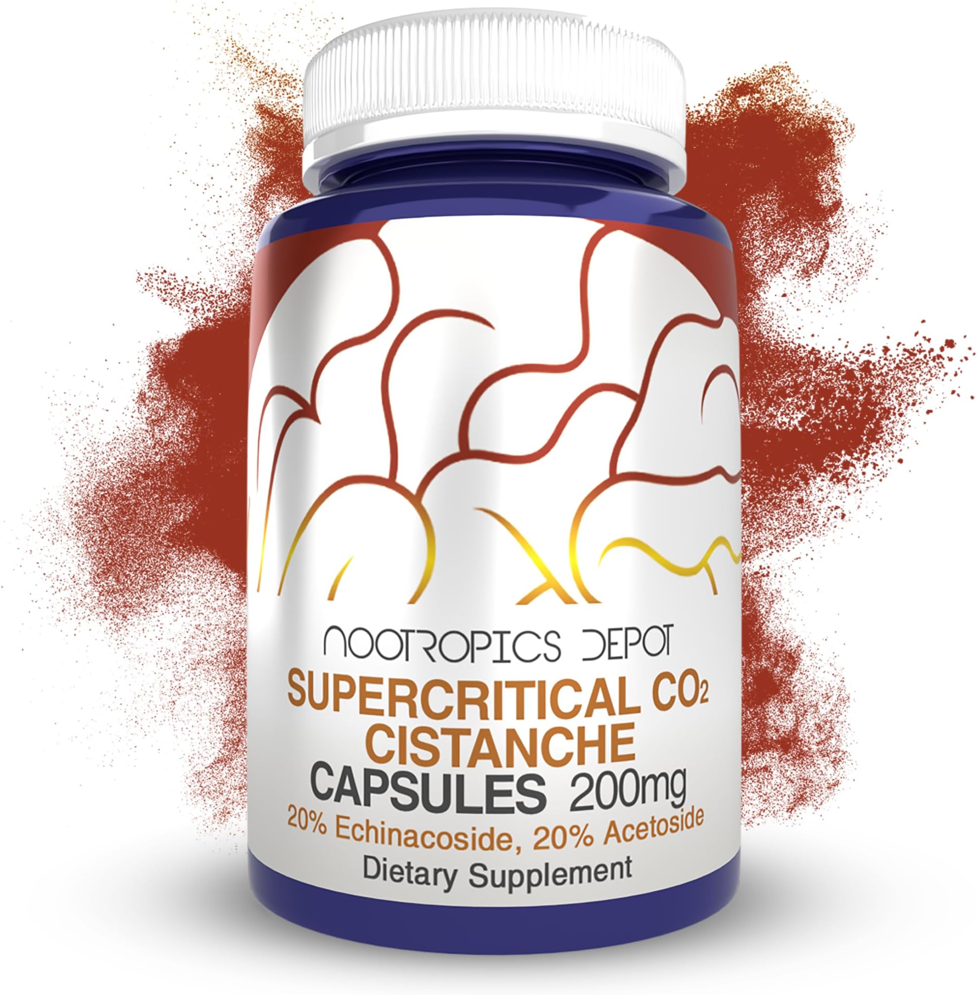 Cistanche Supercritical CO2 Extract Capsules | 20% Echinacoside + 20% Verbascoside (Acetoside) | 60 Count