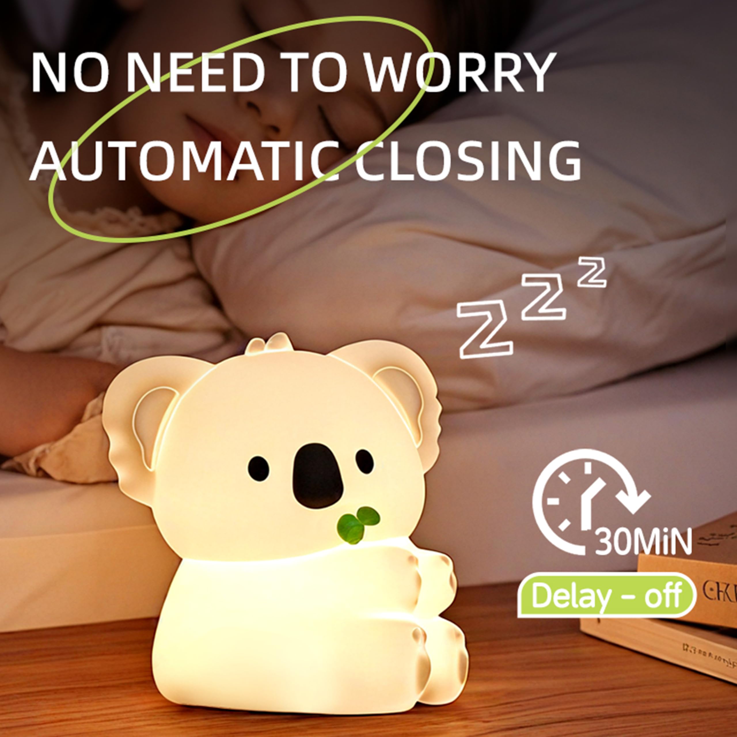 JMG-Myratts Night Light for Kids Cute Soft Silicone Koala Lamp, Dimmable Nursery Portable Kawaii Lamps - Image 4