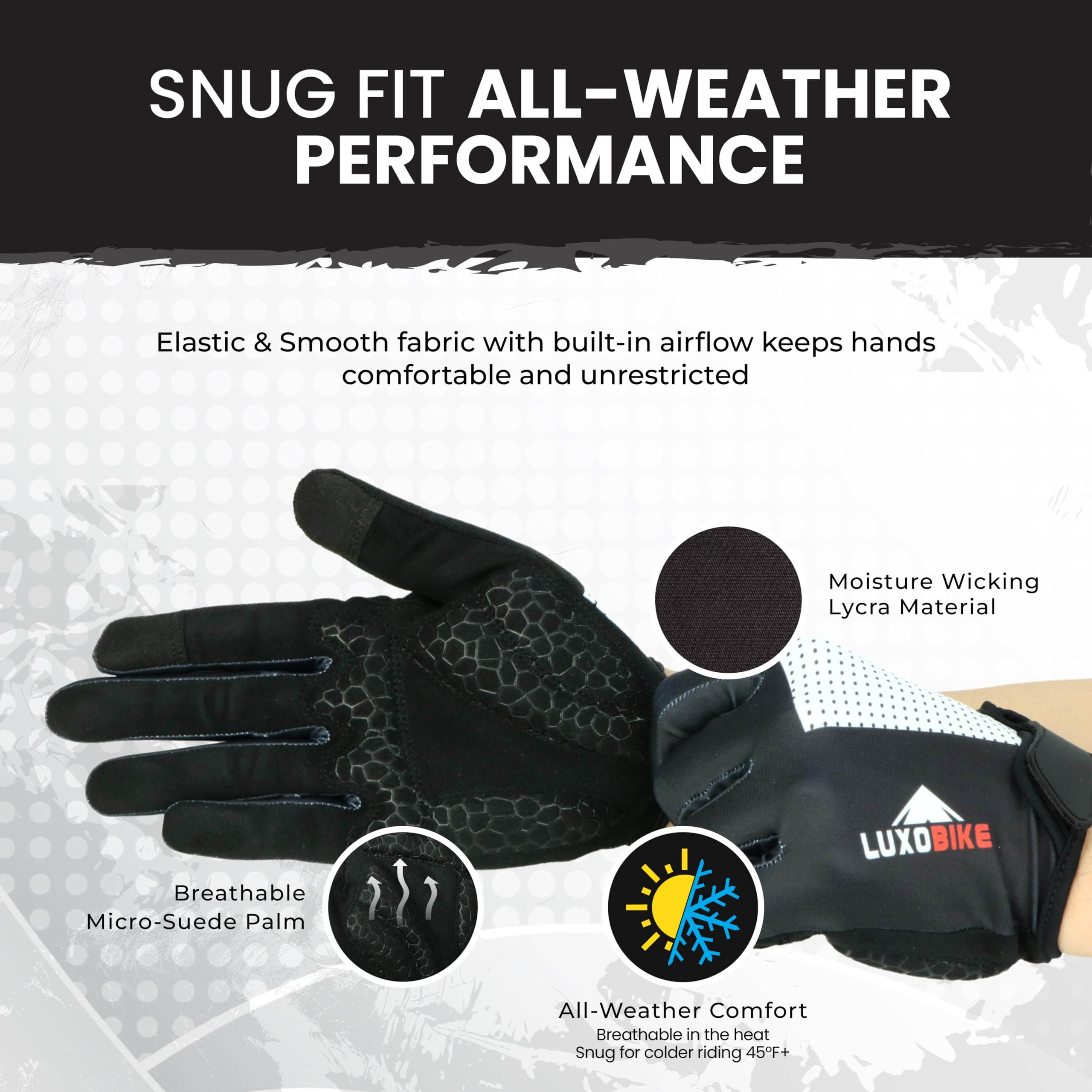 Guantes de ciclismo para mujer, ligeros, transpirables, con absorción de golpes, guantes deportivos de dedo completo con pantalla táctil, guantes de bicicleta de carretera para hombre