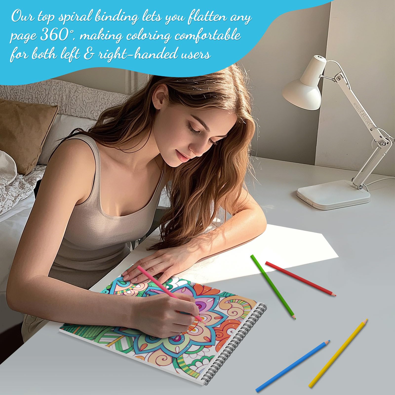 Libros para colorear para mujer, libro para colorear para adultos, página encuadernada en espiral, diseño de una cara, regalos para artes y manualidades para mujeres para relajarse, ansiedad y
